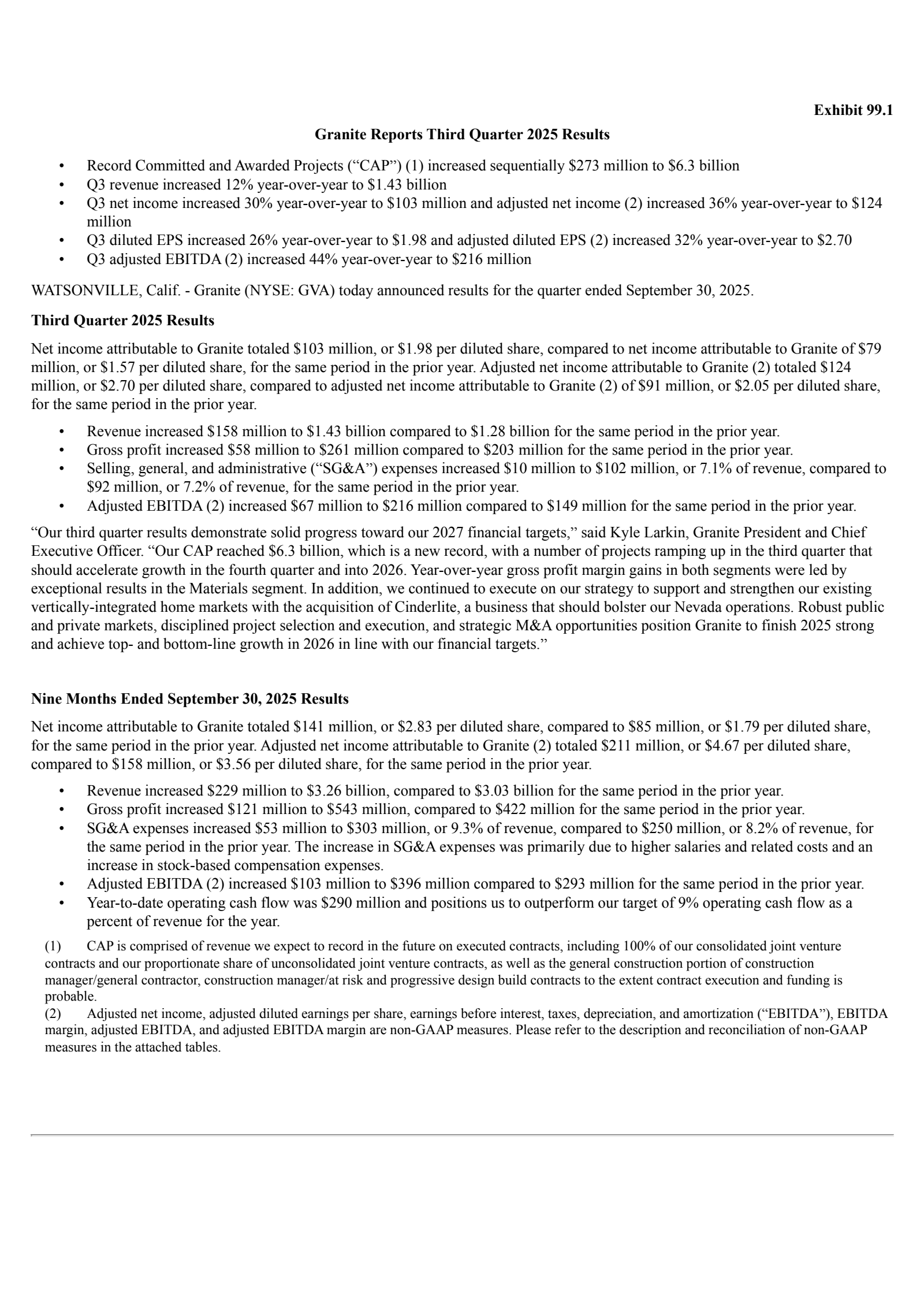 Granite Construction's Q3 2025 Earnings Release