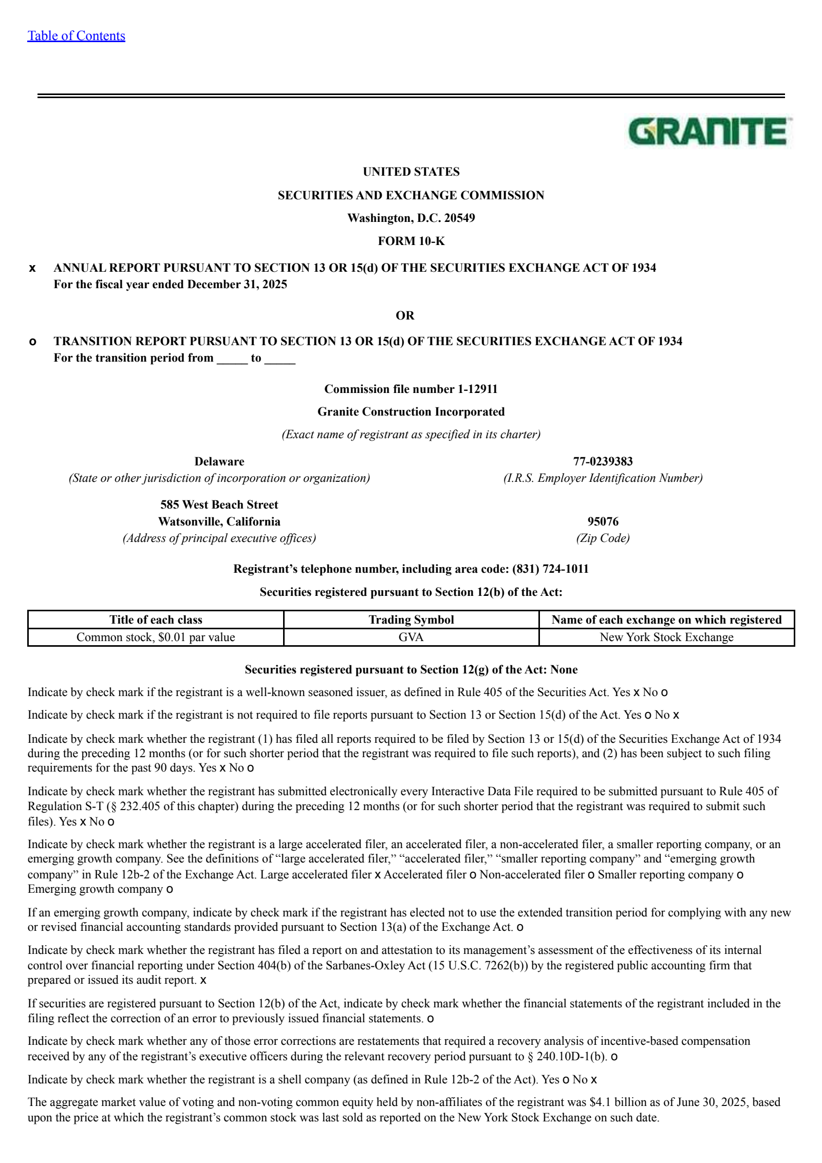 Granite Construction's Q4 2025 Annual report