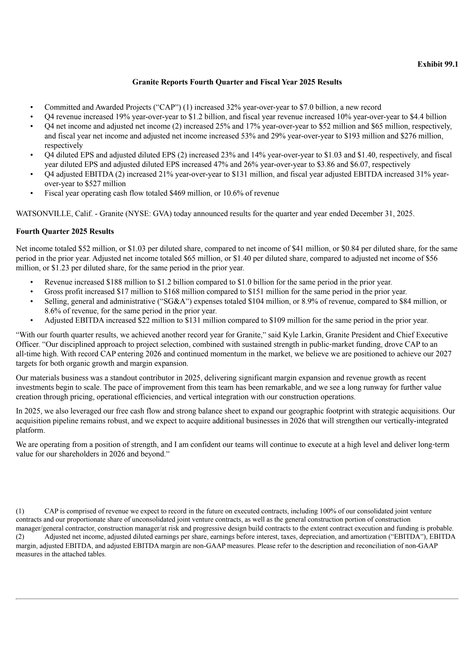 Granite Construction's Q4 2025 Press Release