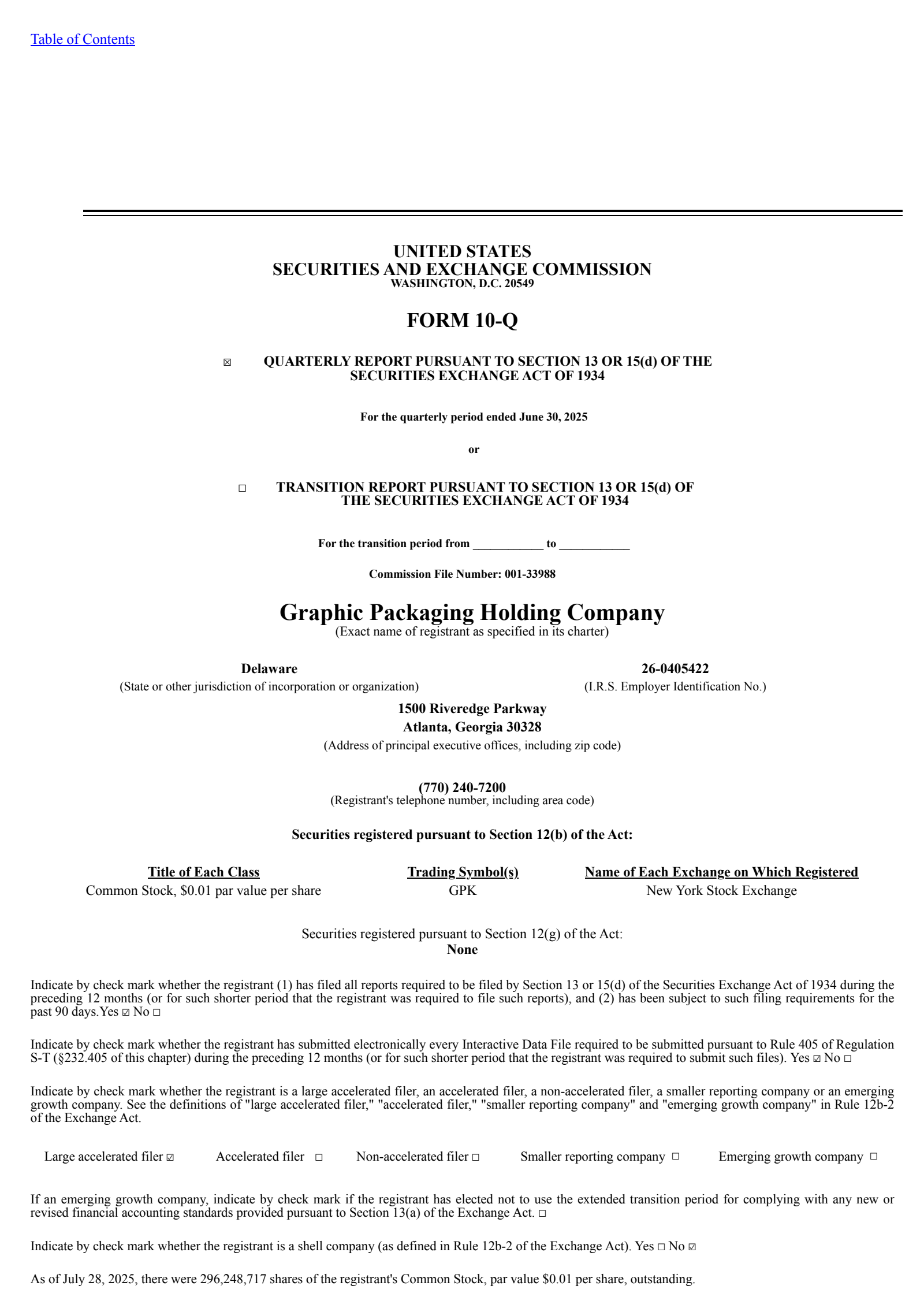 Graphic Packaging's Q2 2025 Quarterly report