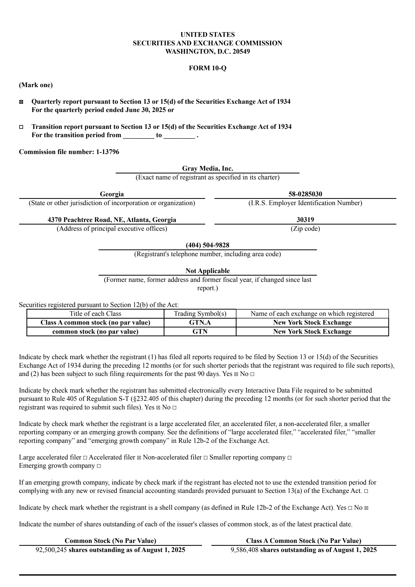 Gray Media's Q2 2025 Quarterly report