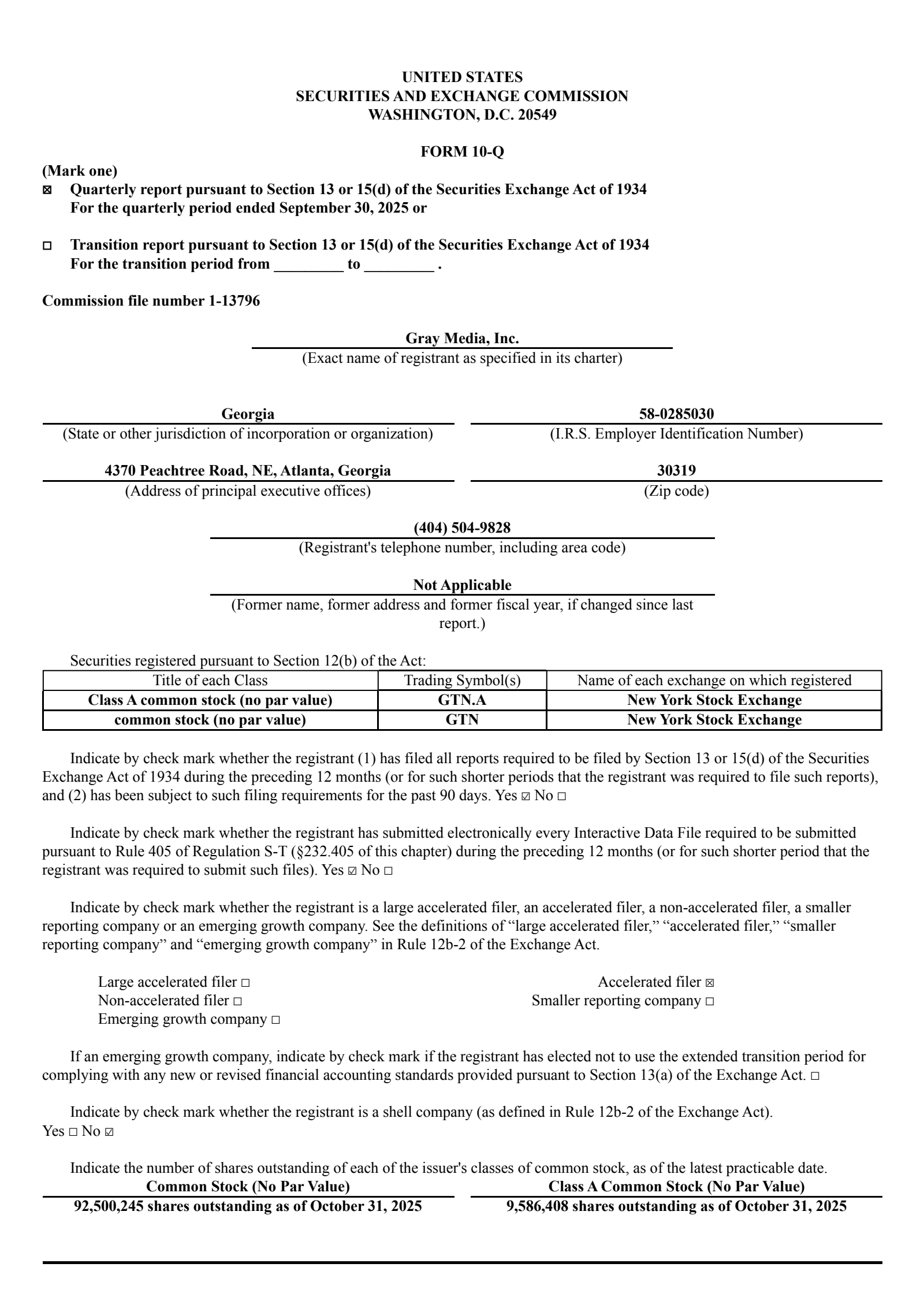 Gray Media's Q3 2025 Quarterly Report