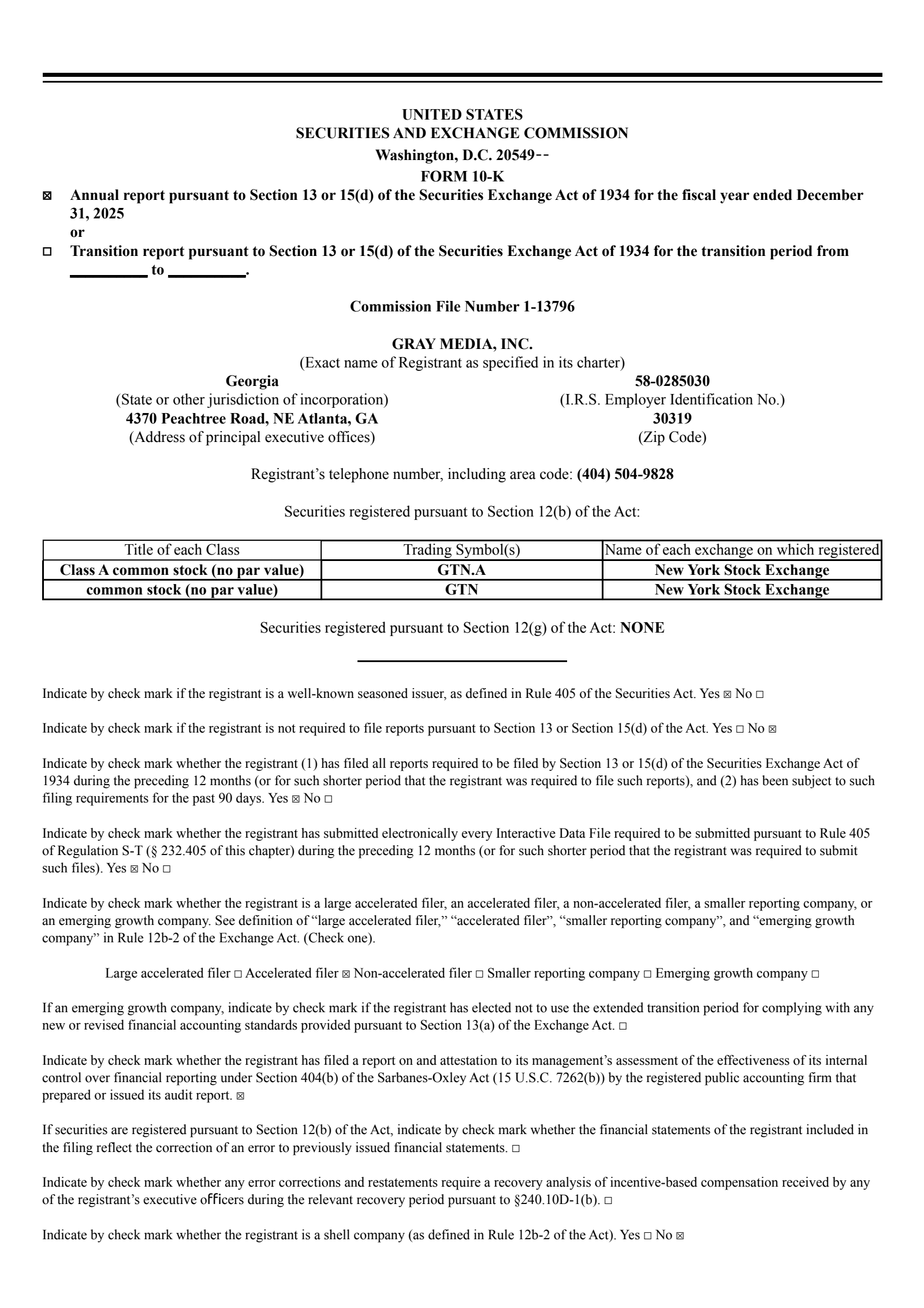 Gray Media's Q4 2025 Annual report