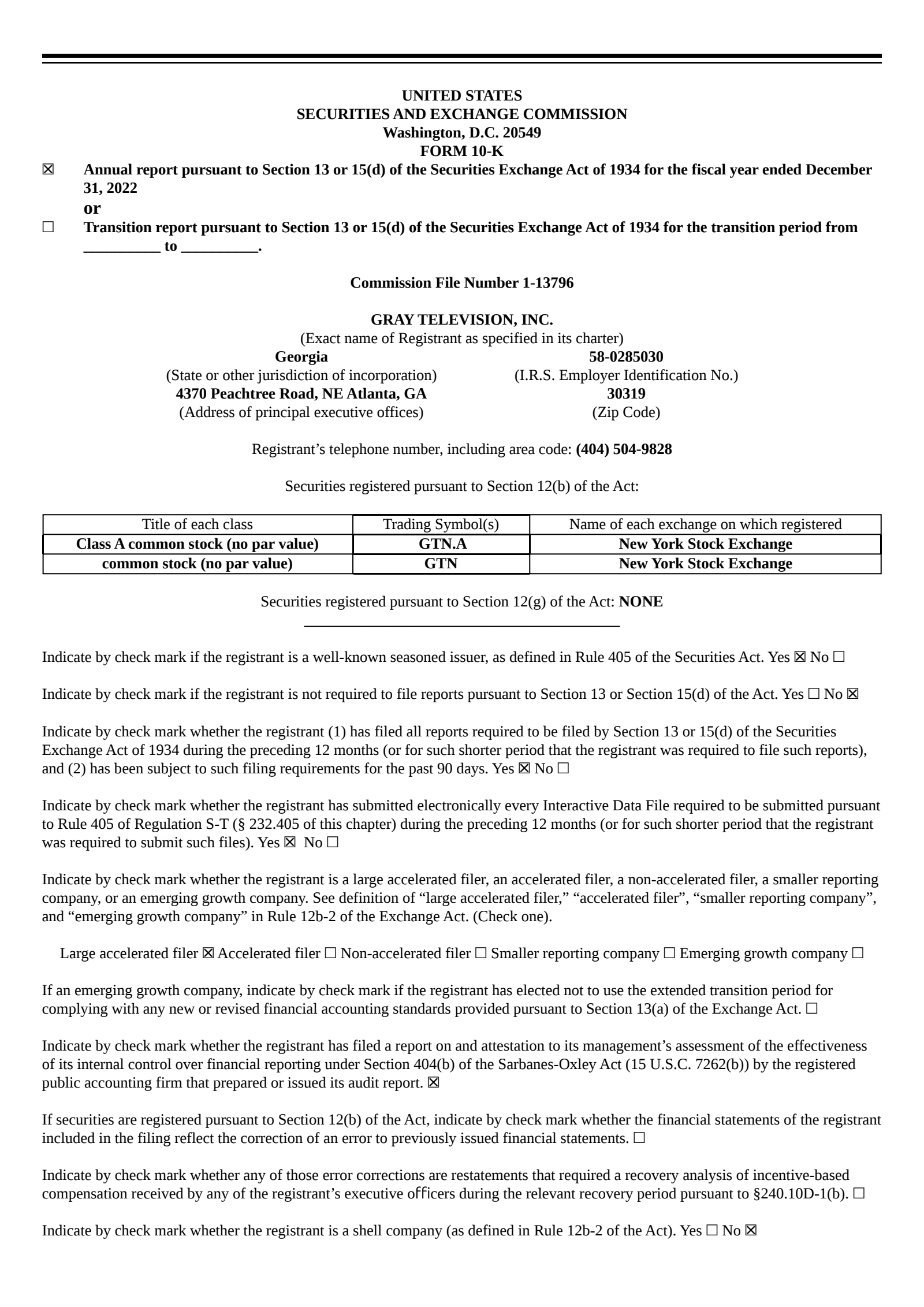 Gray Media's Q4 2022 Annual report