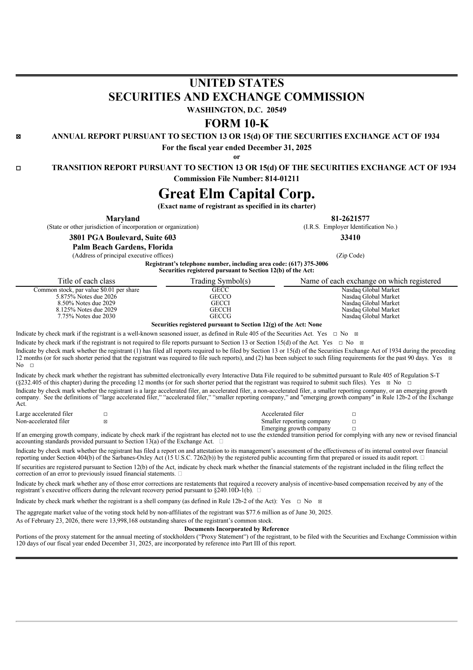 Great Elm Capital Group's Q4 2025 Annual report