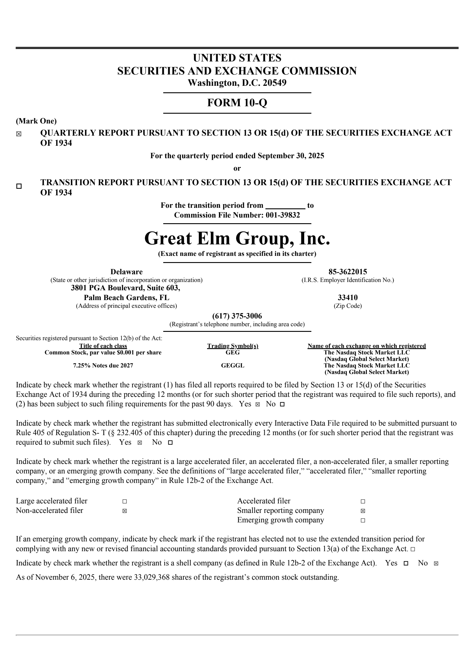 Great Elm Group's Q1 2026 Quarterly Report