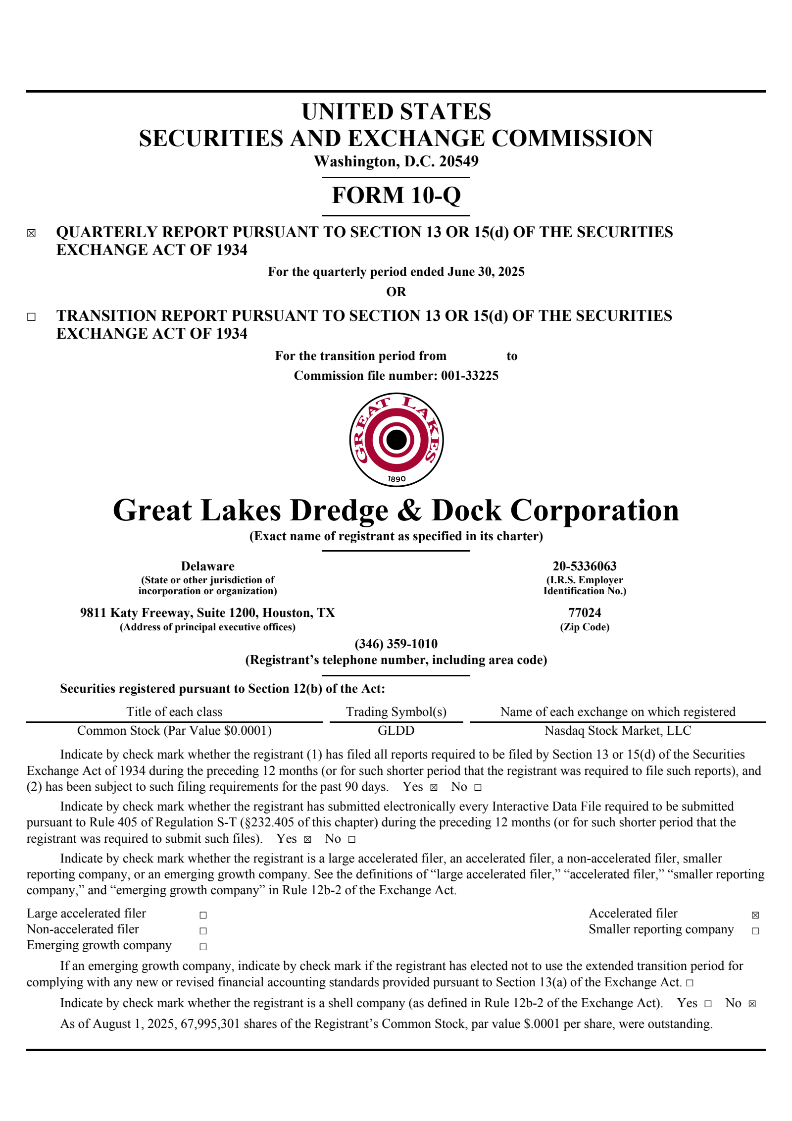 Great Lakes Dredge & Dock's Q2 2025 Quarterly report