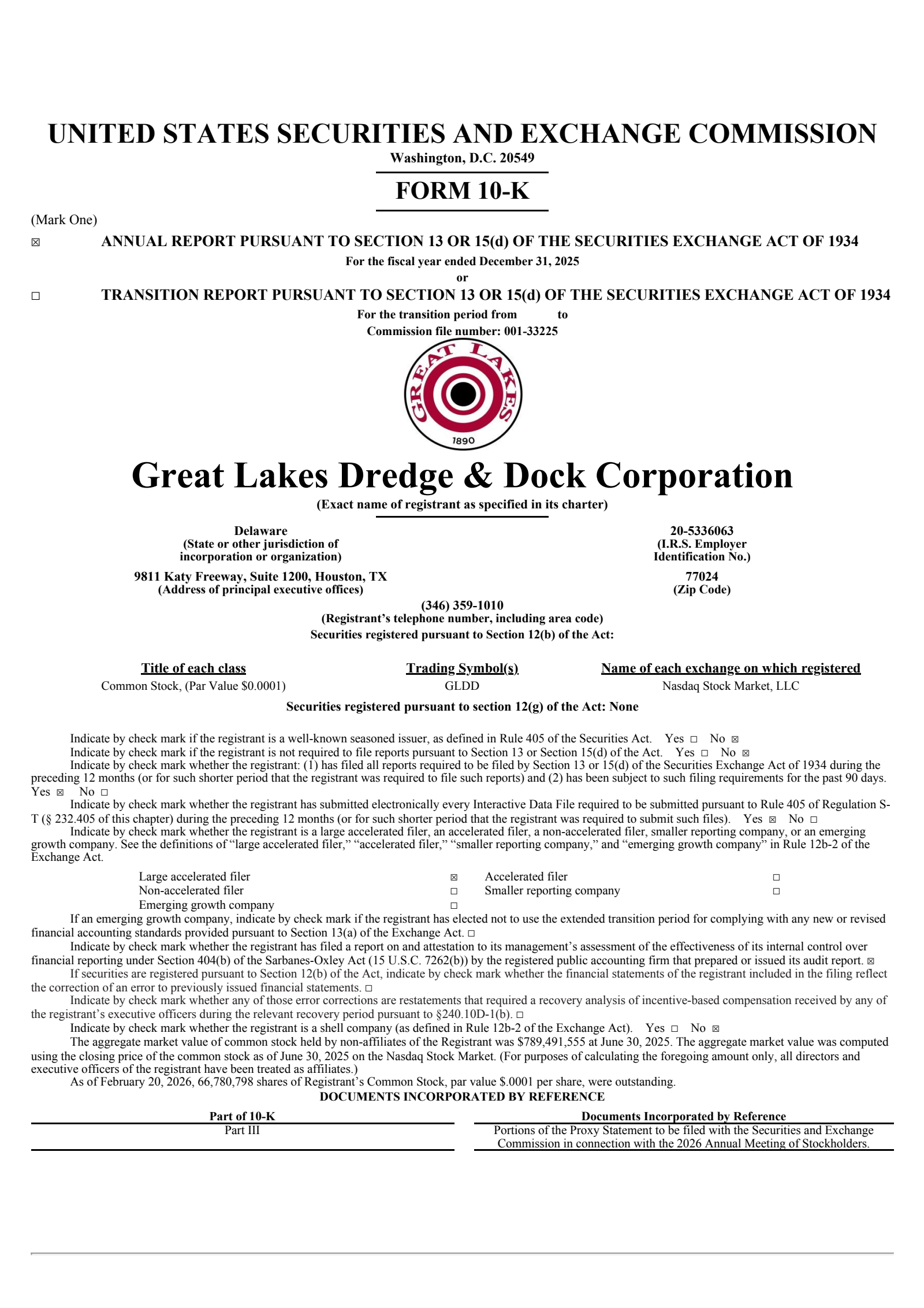 Great Lakes Dredge & Dock's Q4 2025 Annual report