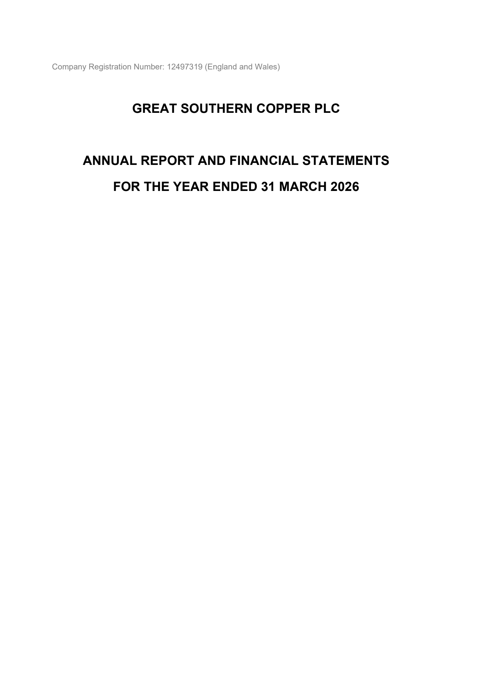 Great Southern Copper's H2 2026 Annual report