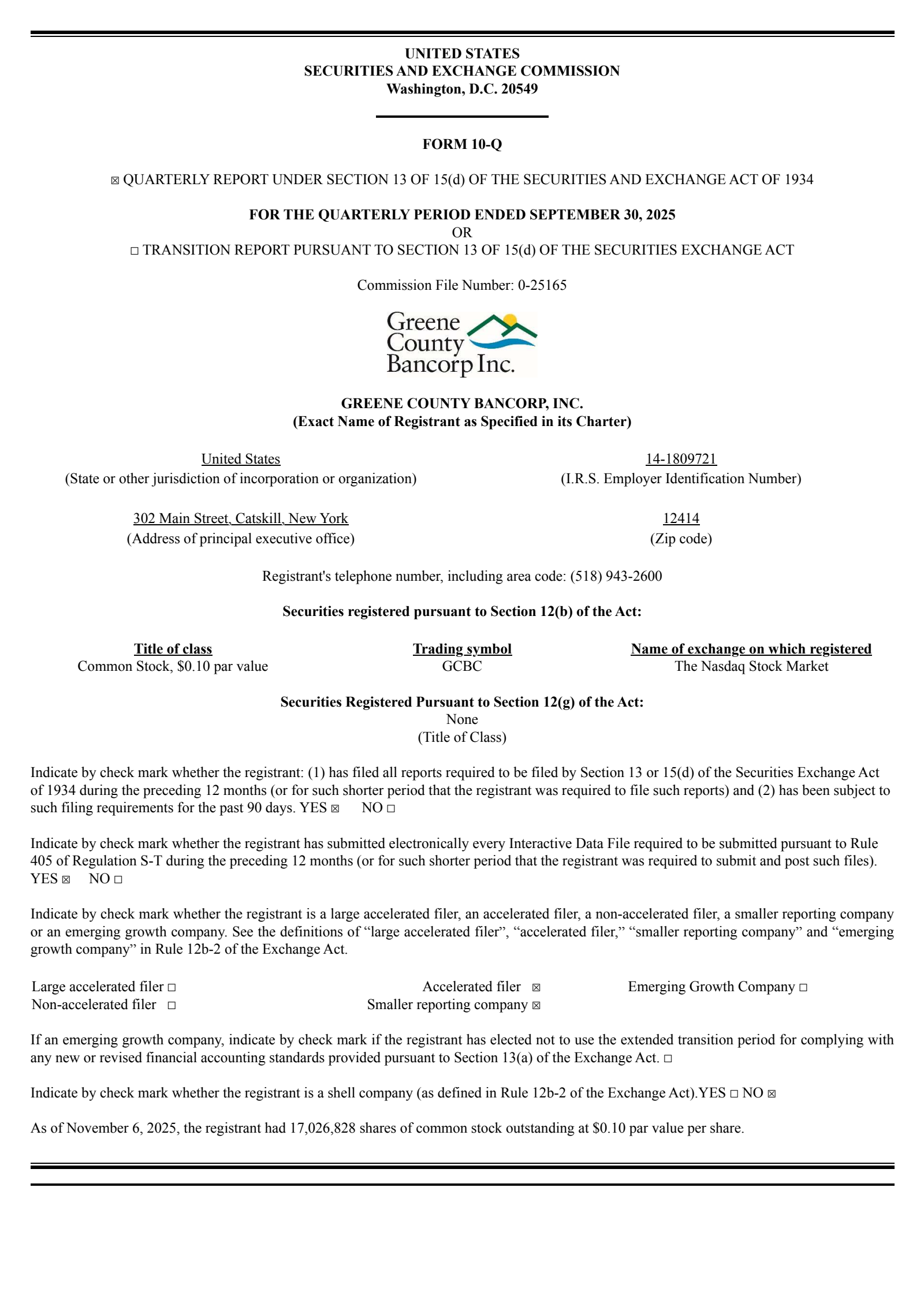 Greene County Bancorp's Q1 2026 Quarterly Report
