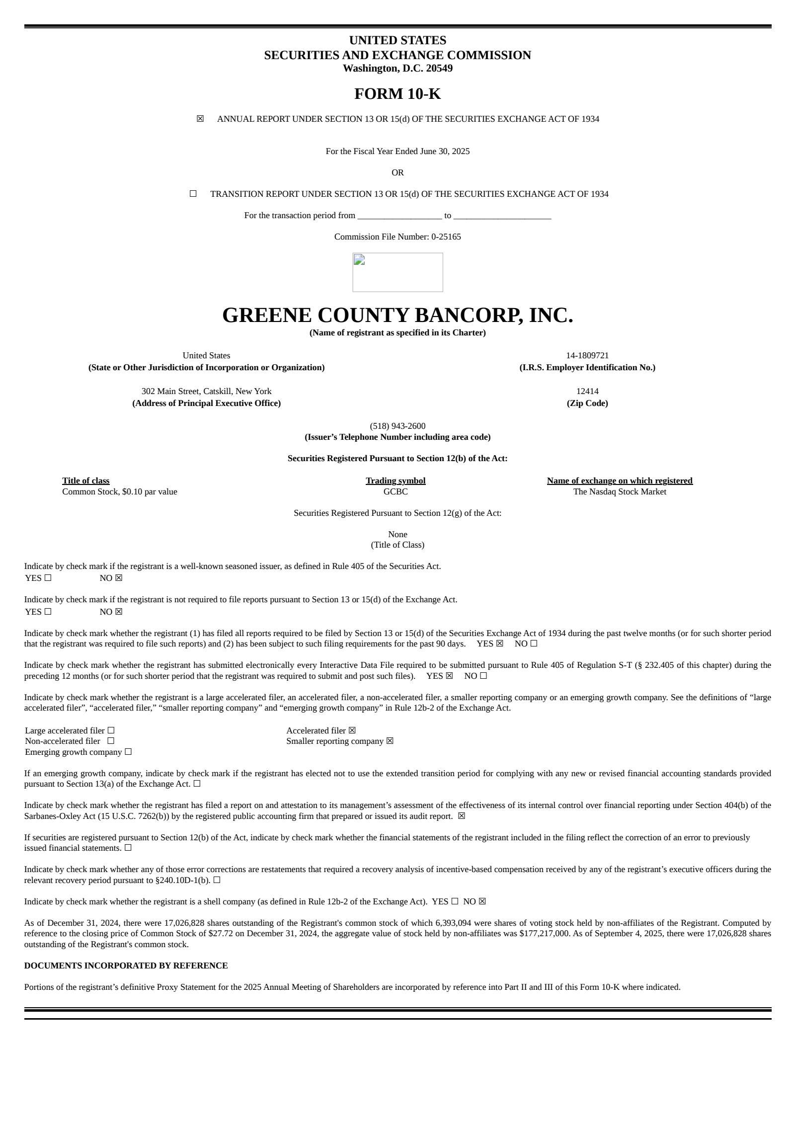 Greene County Bancorp's Q4 2025 Annual report