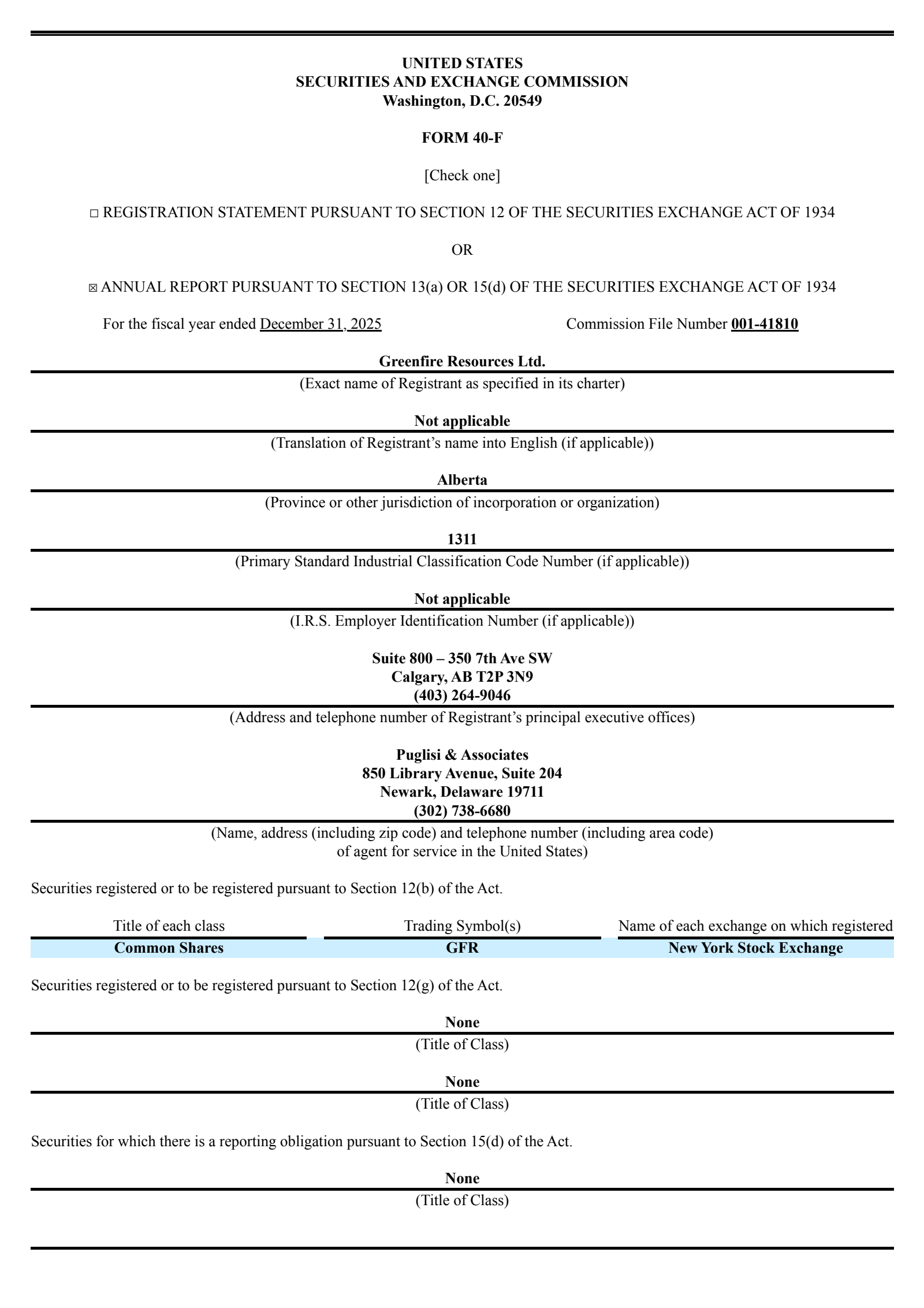 Greenfire Resources' Q4 2025 Annual report