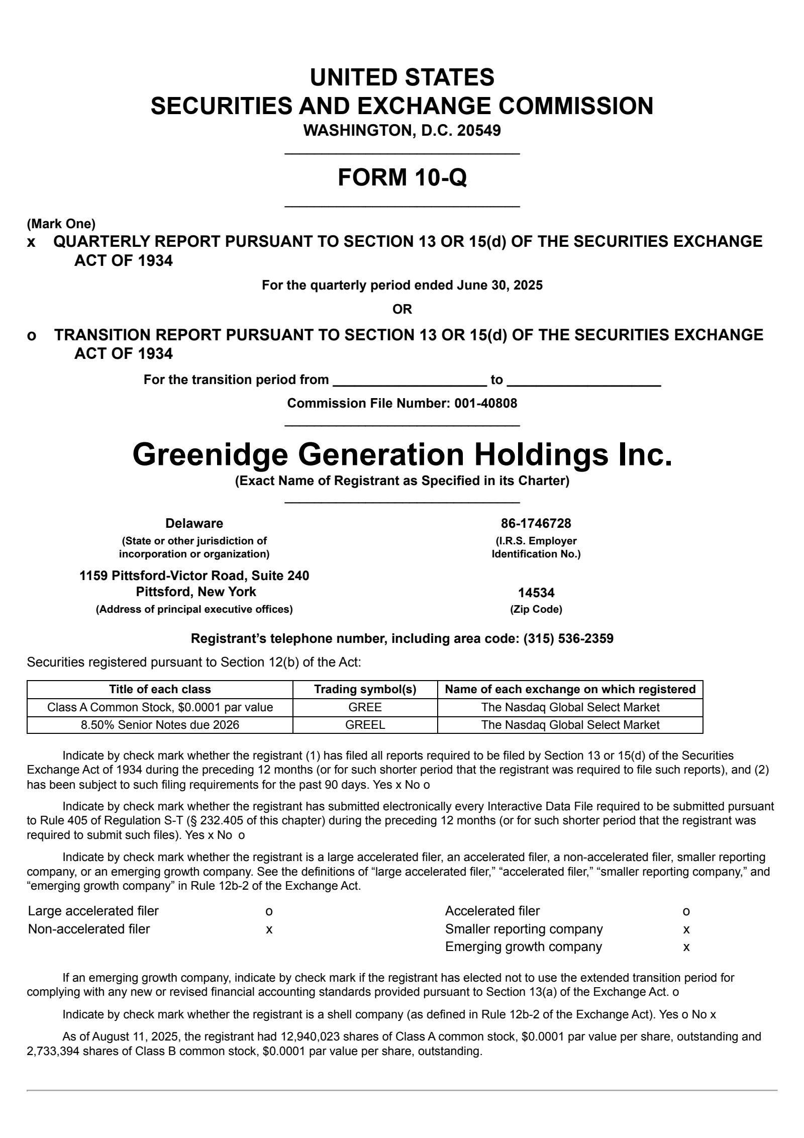 Greenidge Generation's Q2 2025 Quarterly report