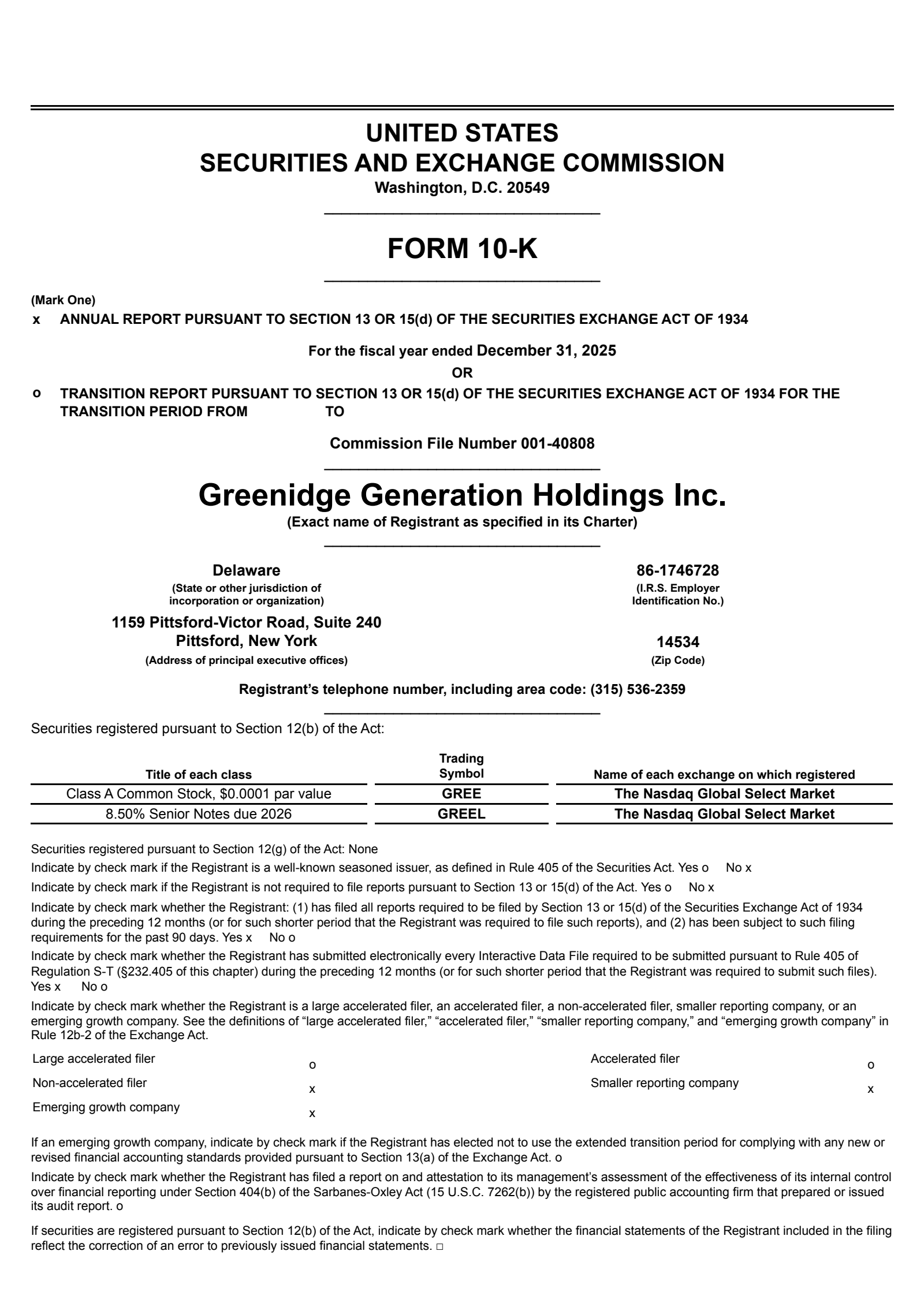 Greenidge Generation's Q4 2025 Annual report