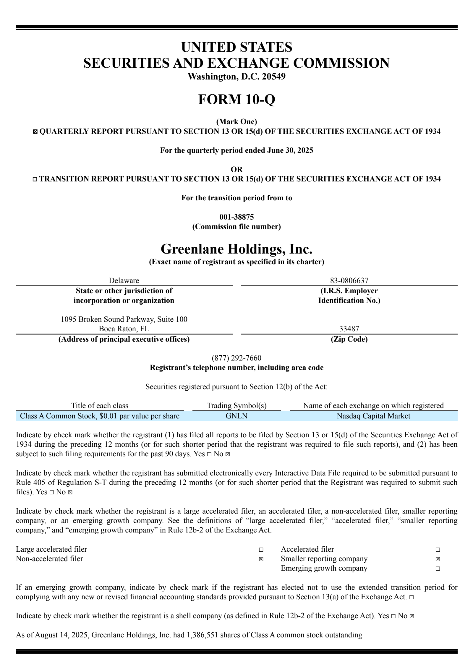 Greenlane's Q2 2025 Quarterly report