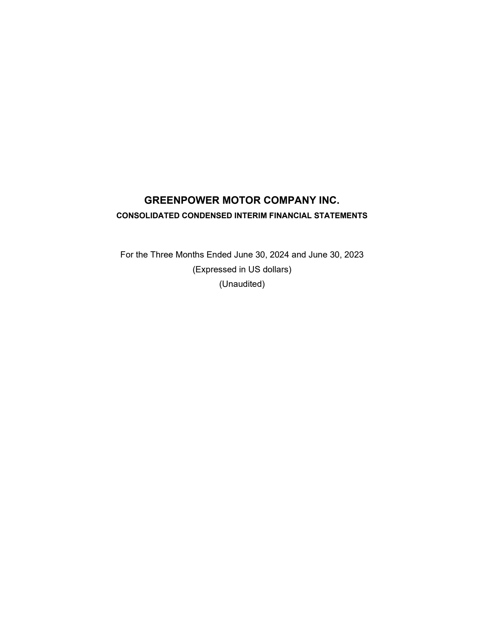 GreenPower Motor's Q1 2025 Press Release