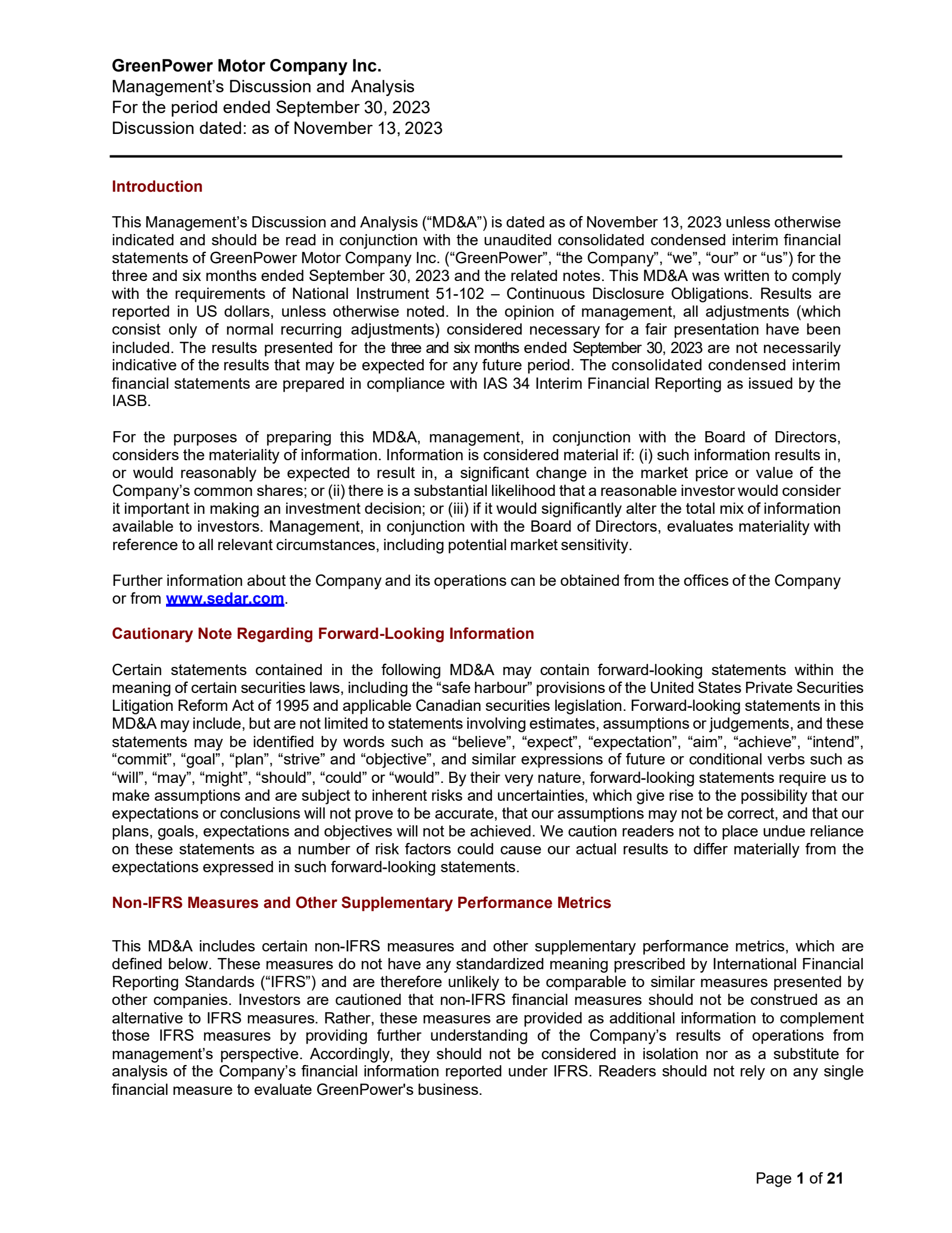 GreenPower Motor's Q2 2024 Interim report