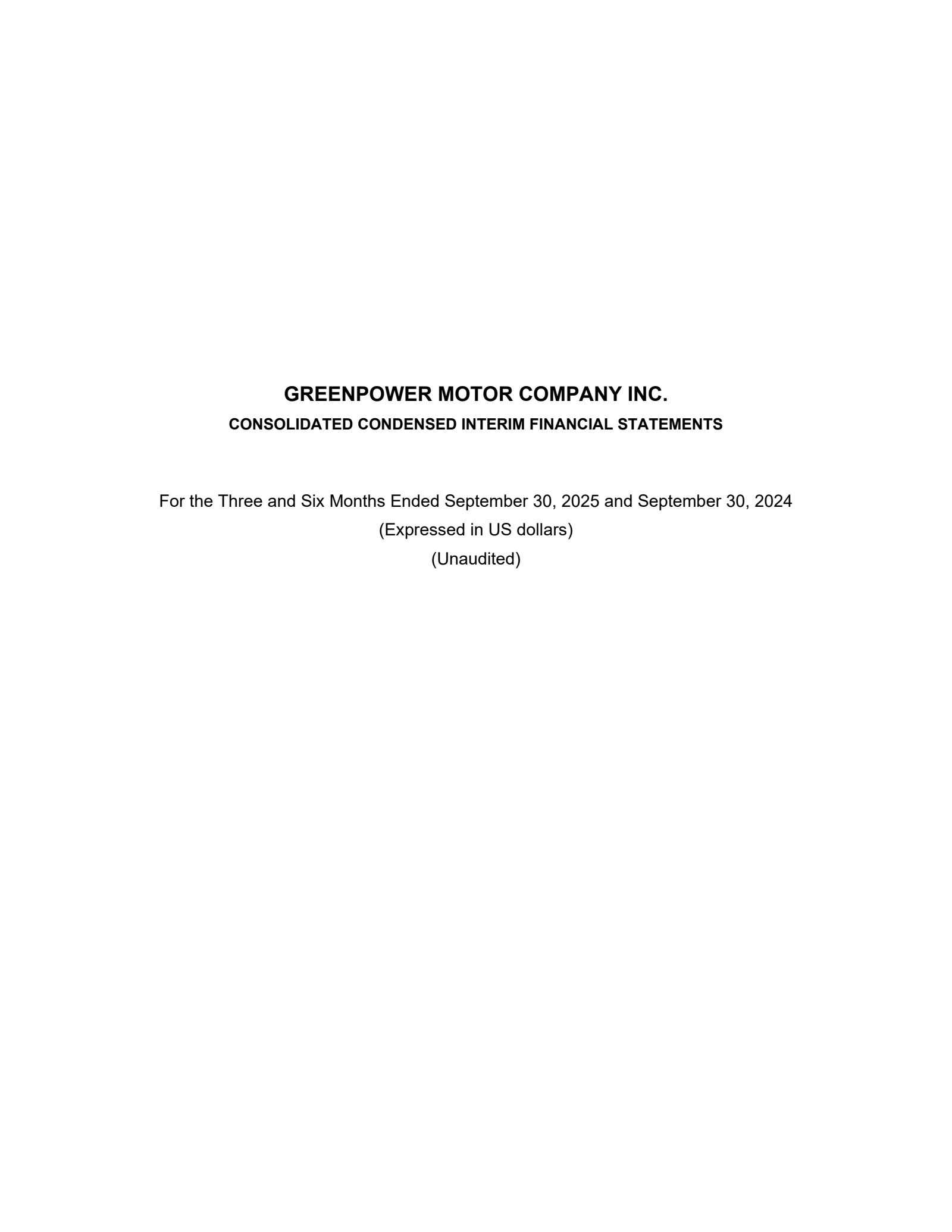 GreenPower Motor's Q2 2026 Press Release
