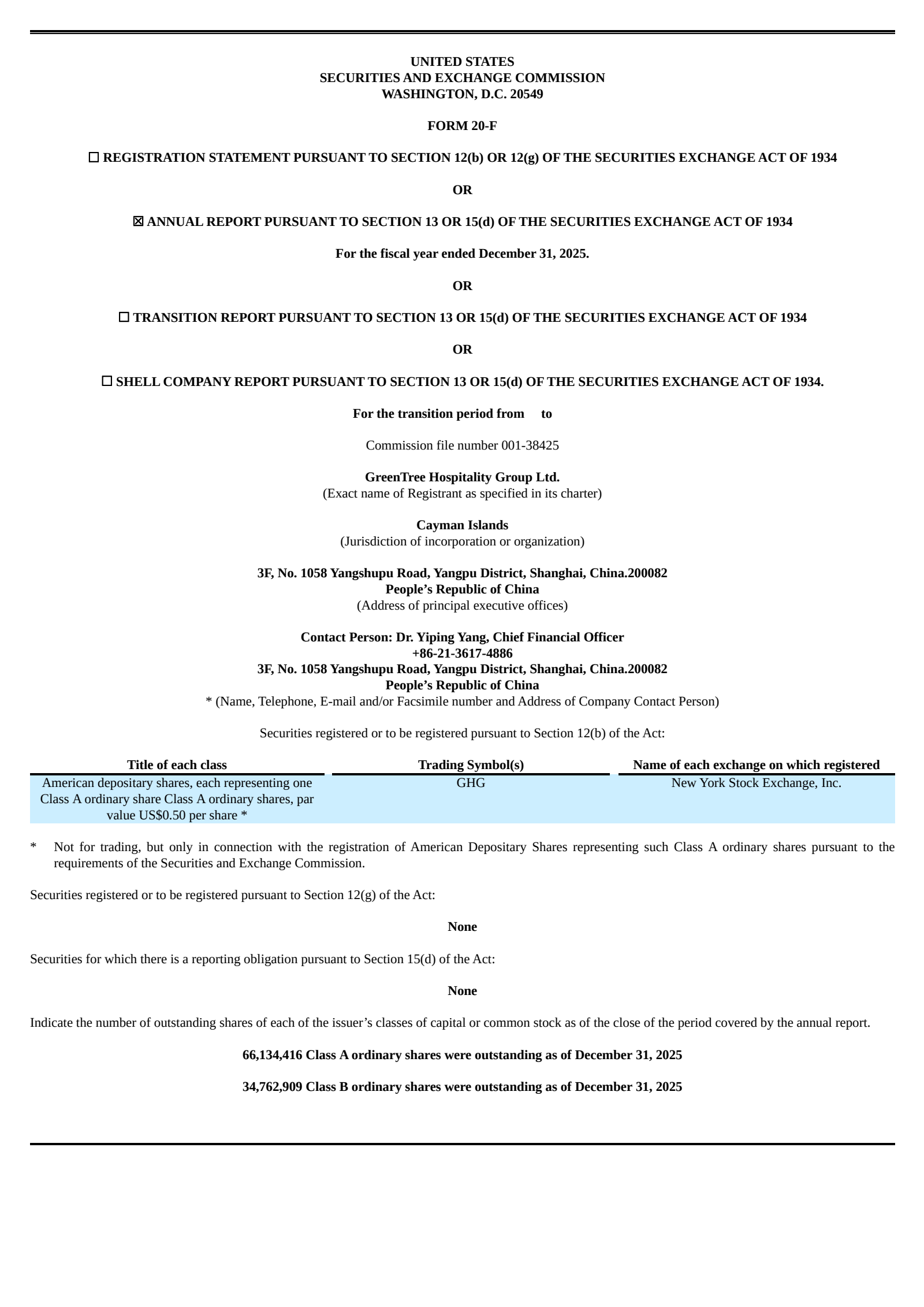 GreenTree Hospitality Group's Q4 2025 Annual report