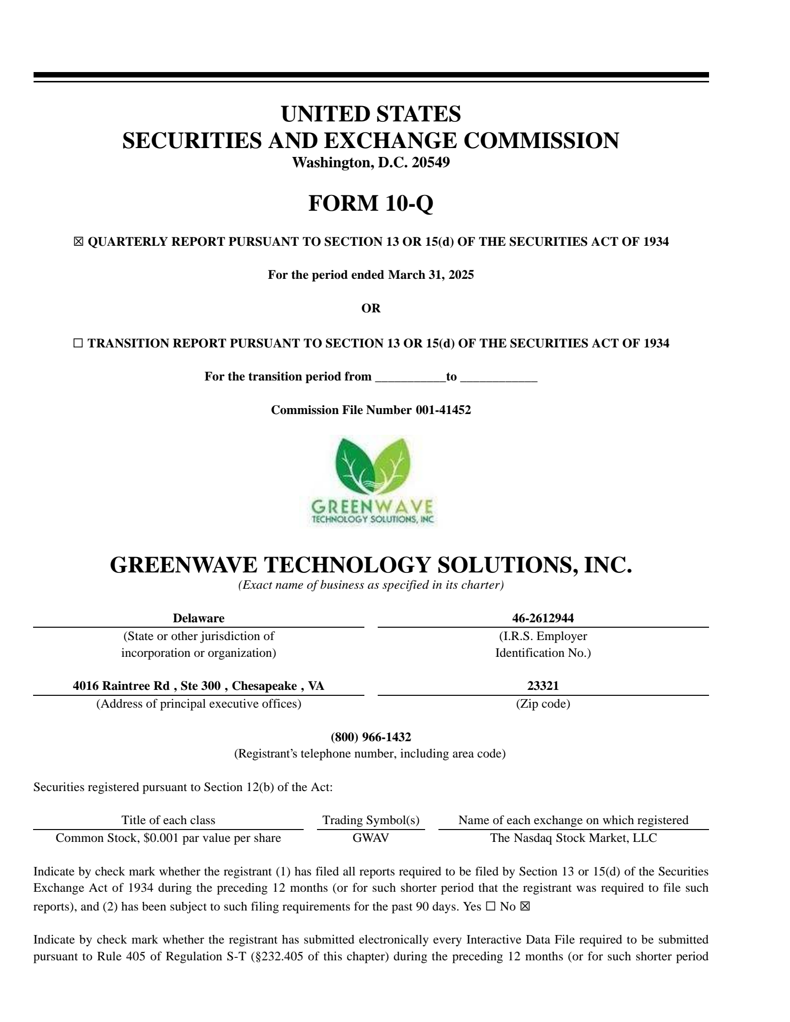 Greenwave Technology Solutions' Q3 2025 Quarterly Report