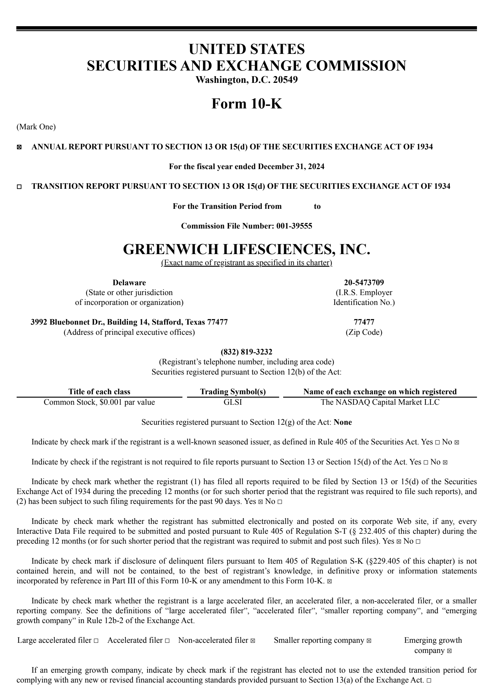Greenwich LifeSciences' Q4 2024 Annual report