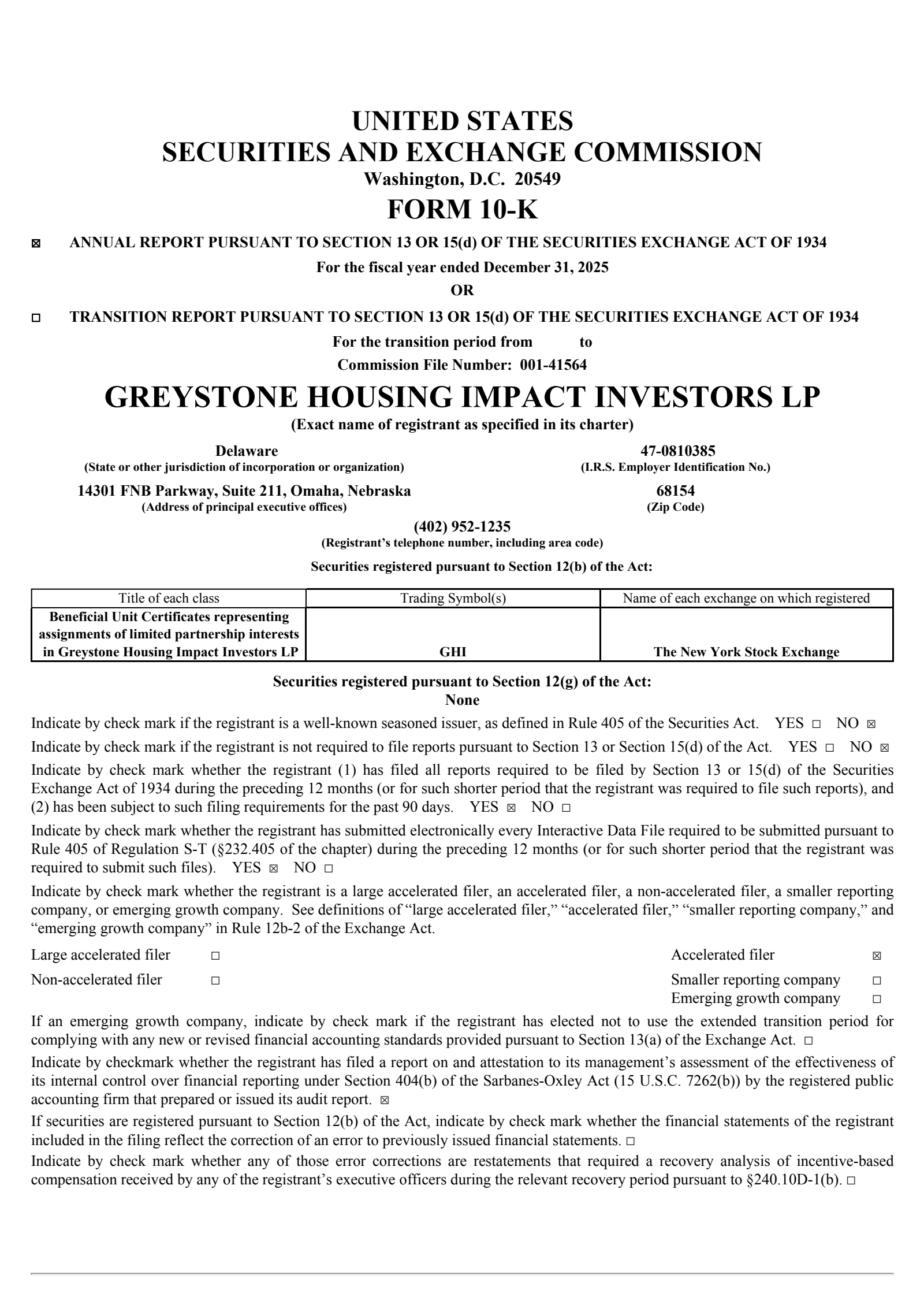 Greystone Housing Impact Investors' Q4 2025 Annual report