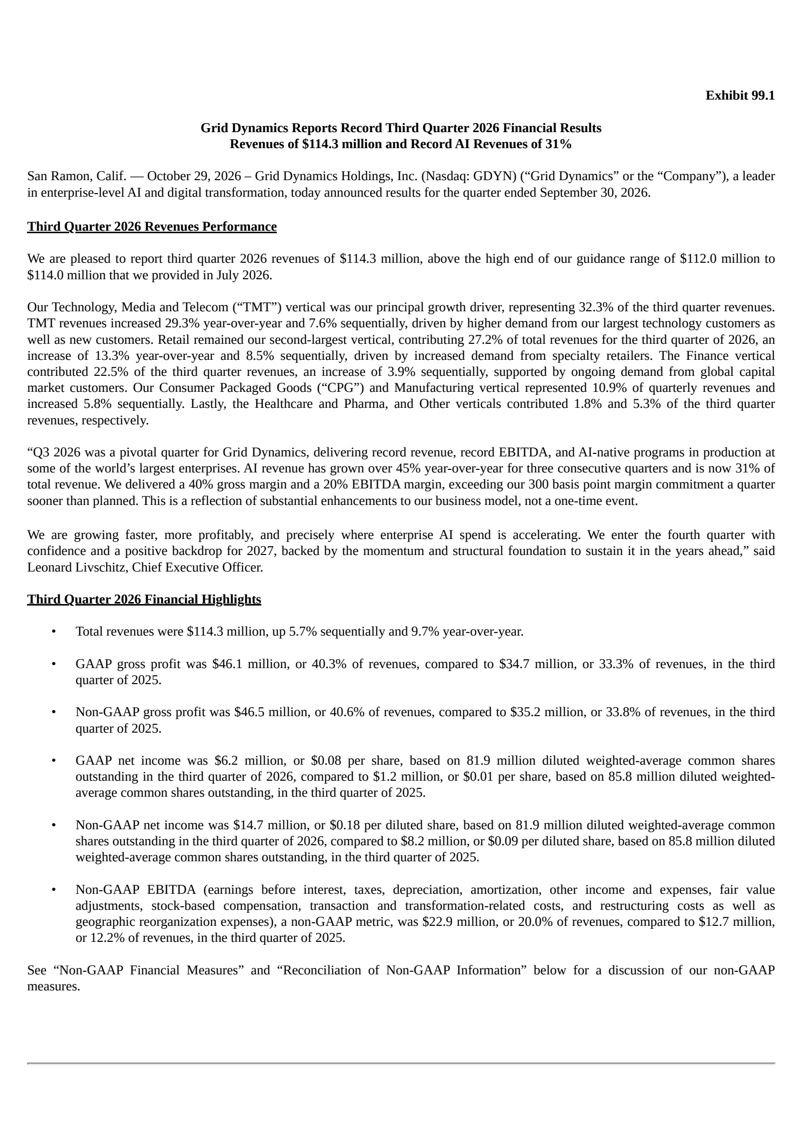 Grid Dynamics (GDYN) Q3 2026 Earnings Results & Call Transcript