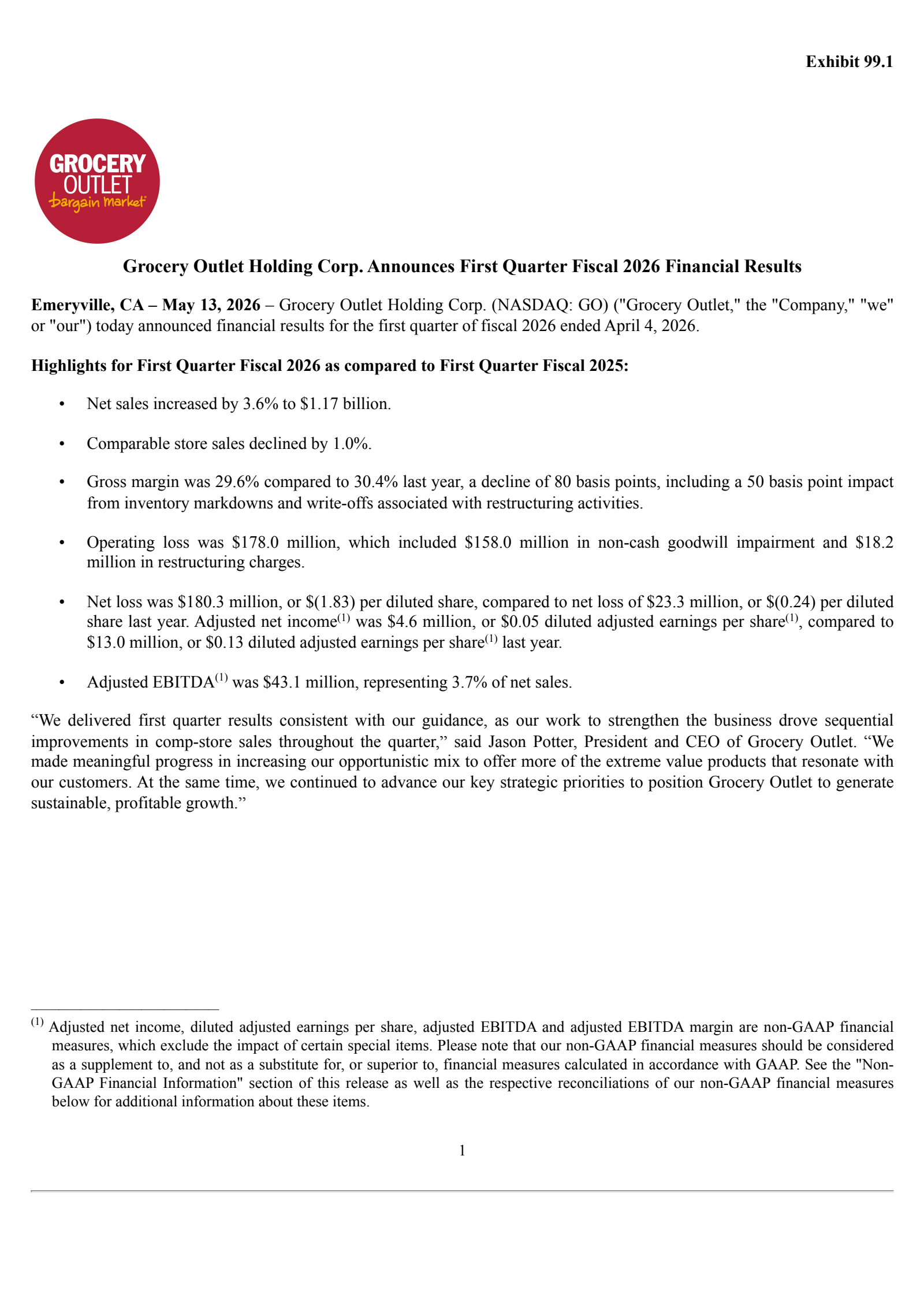 Grocery Outlet's Q1 2026 Press Release