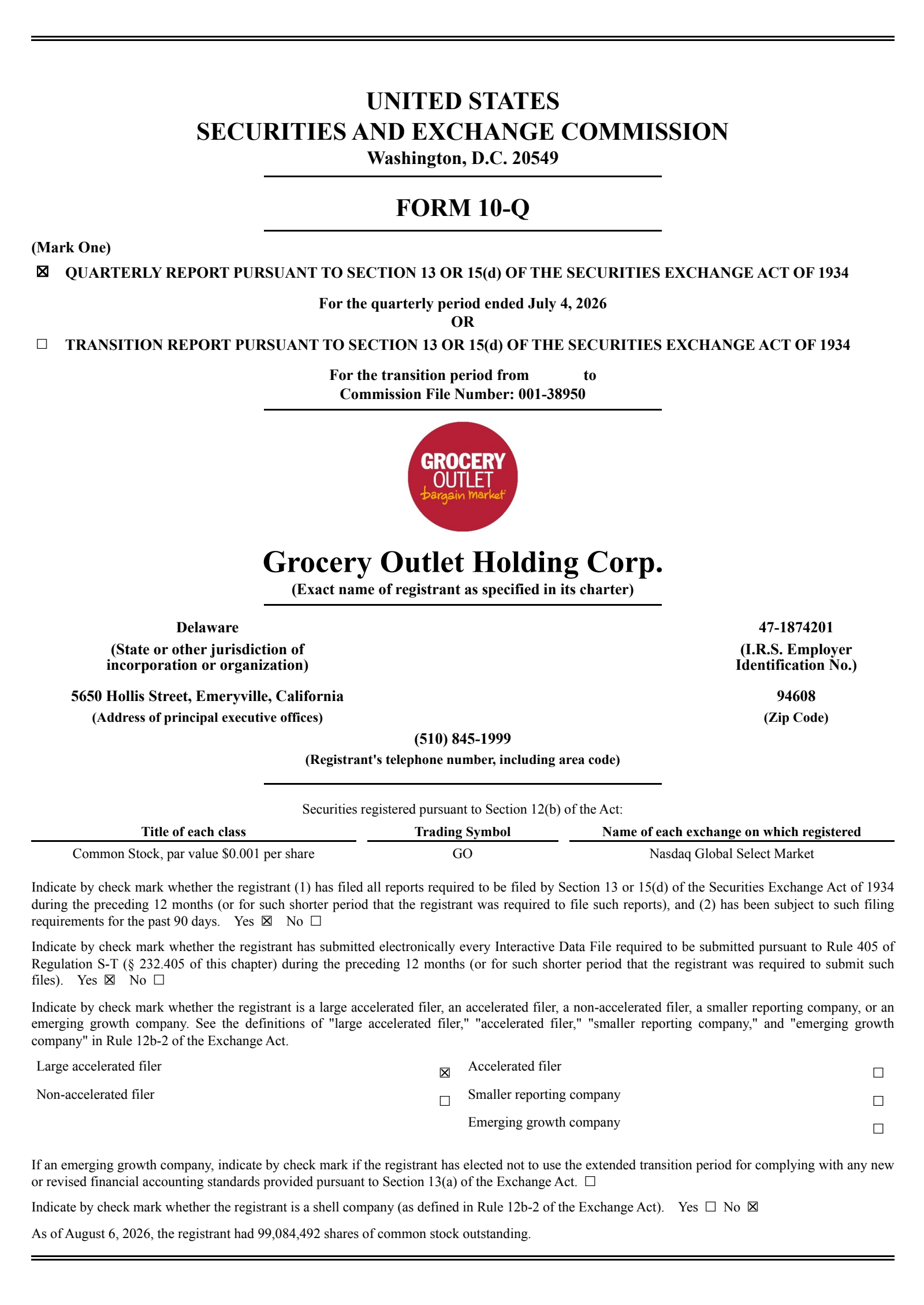 Grocery Outlet's Q2 2026 Quarterly report