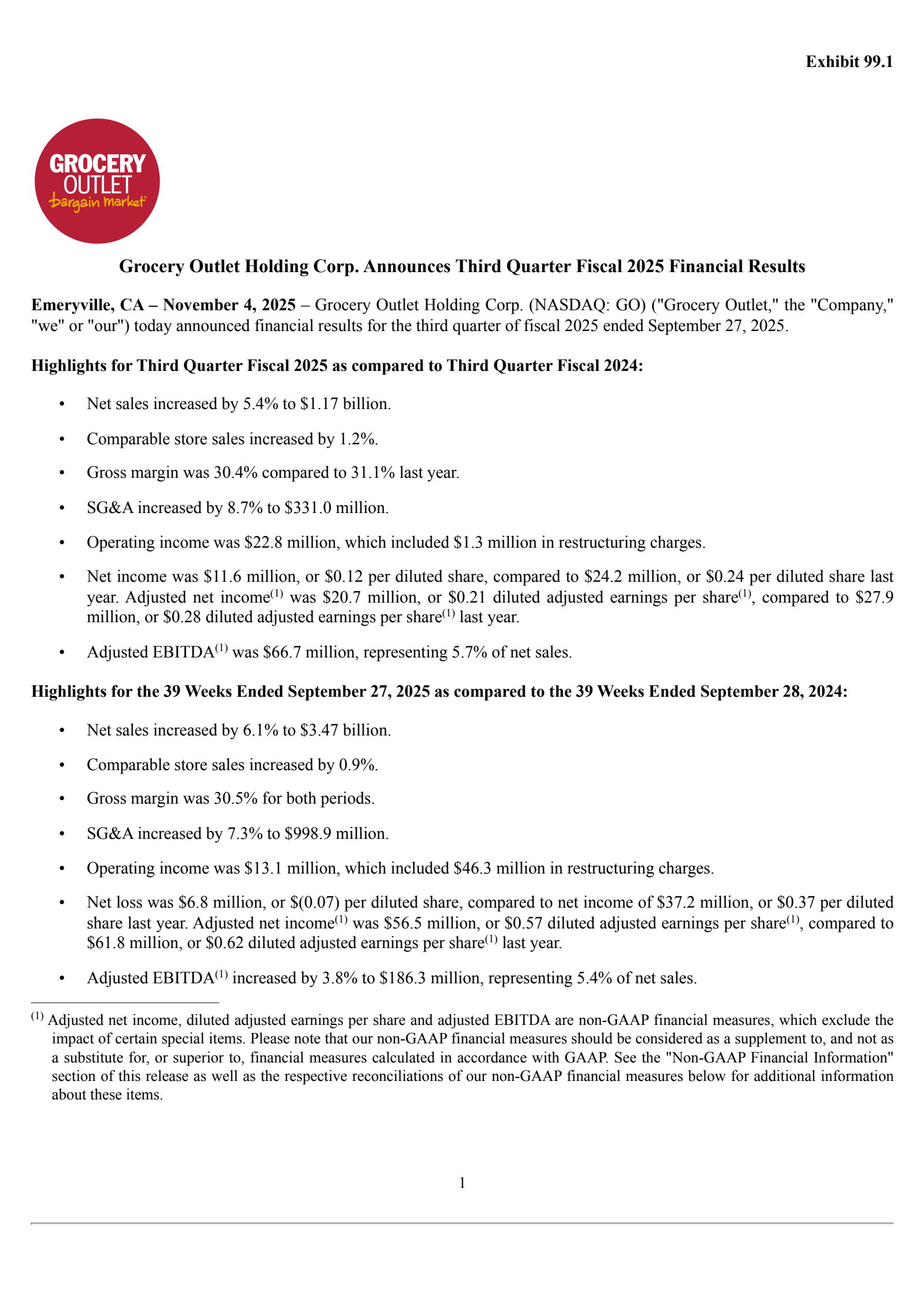 Grocery Outlet's Q3 2025 Earnings Release