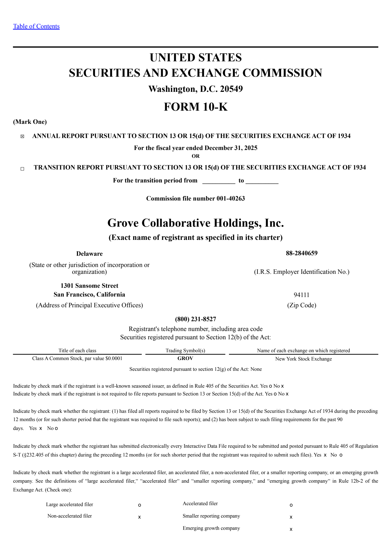 Grove Collaborative's Q4 2025 Annual report