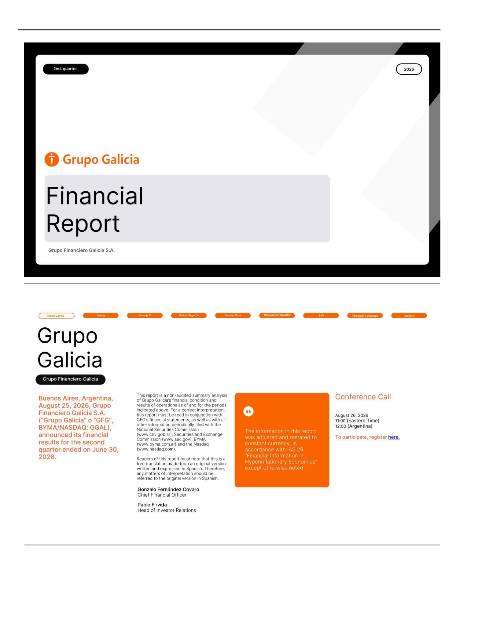 Grupo Financiero Galicia's Q2 2026 Interim report