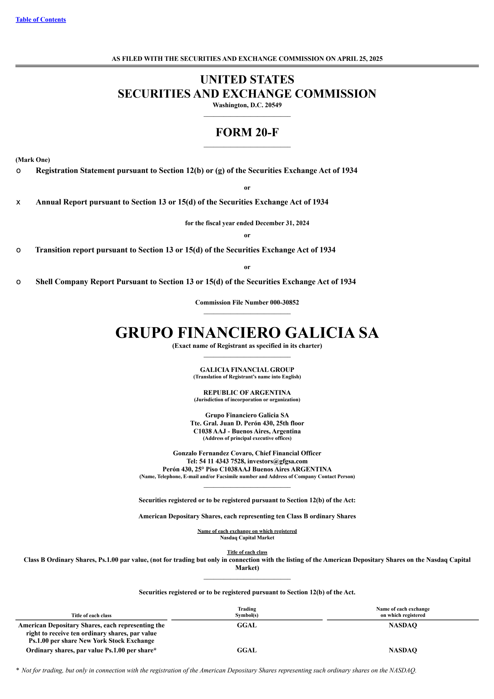 Ggal GGAL Q4 2024 Earnings Report on 4/25/2025