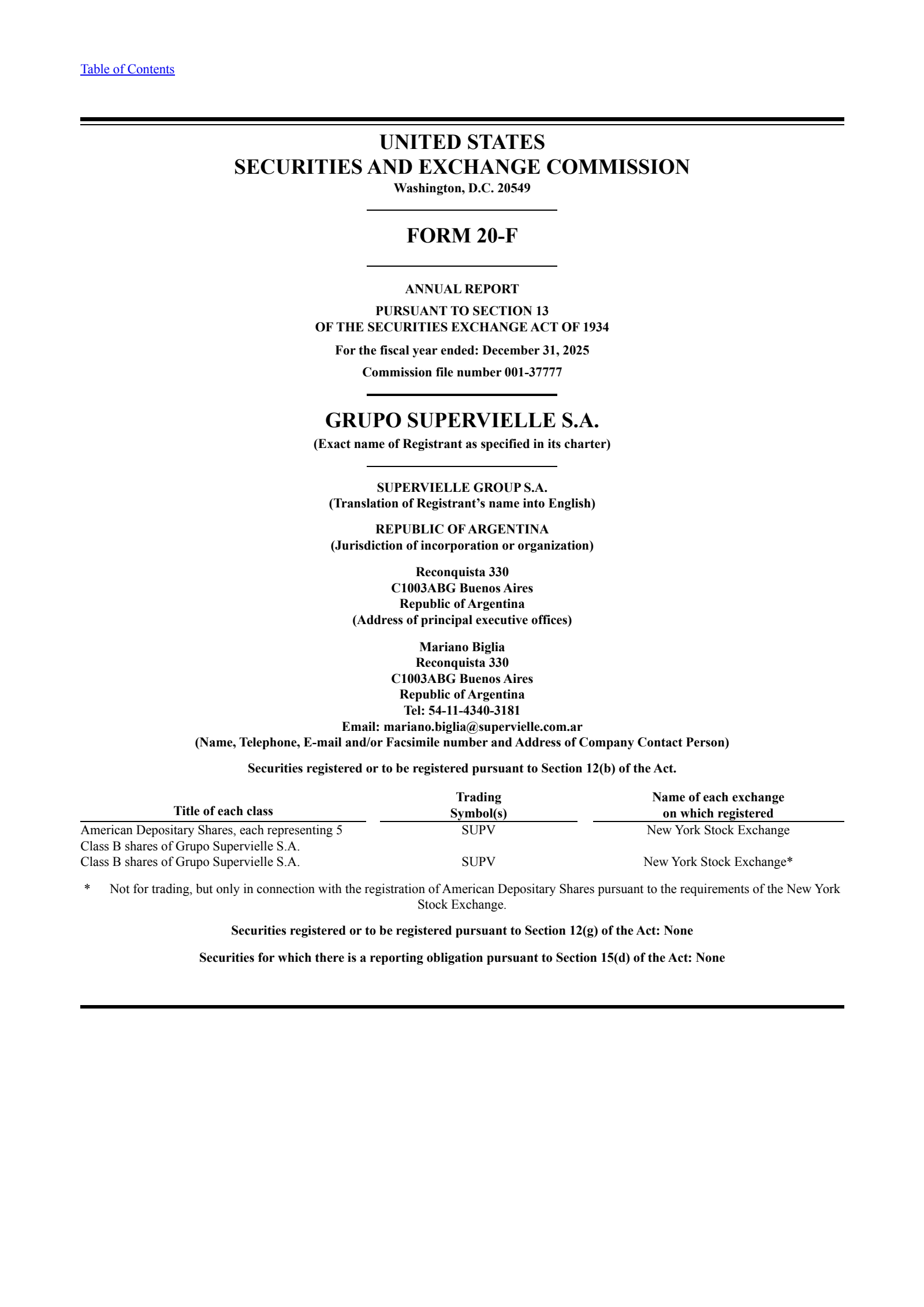 Grupo Supervielle's Q4 2025 Annual report