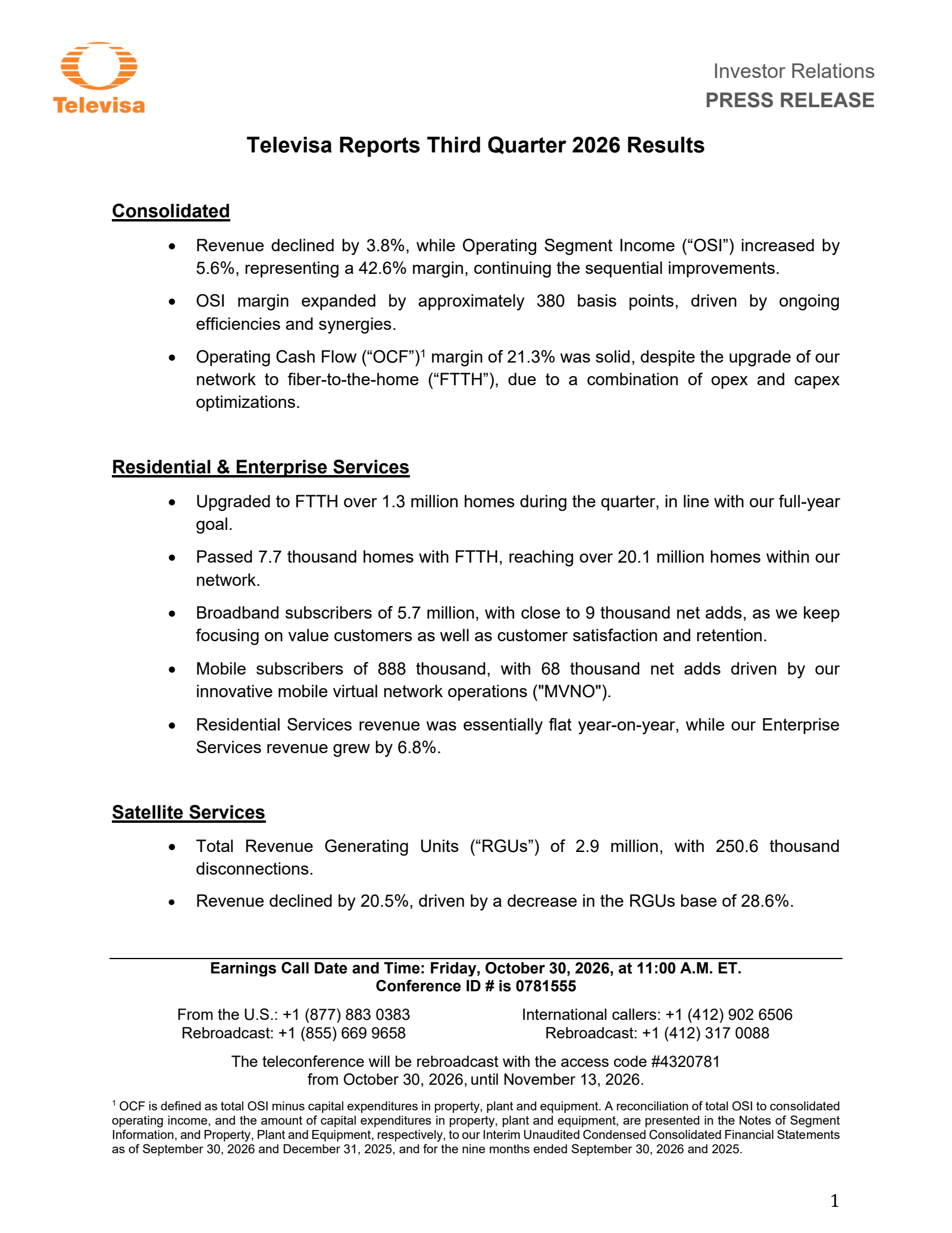 Htelevisa Grupo Televisa (TV) Q3 2026 Earnings Results & Report