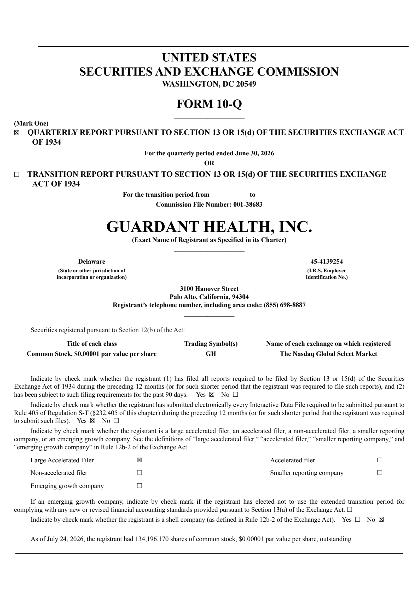 Guardant Health's Q2 2026 Quarterly report