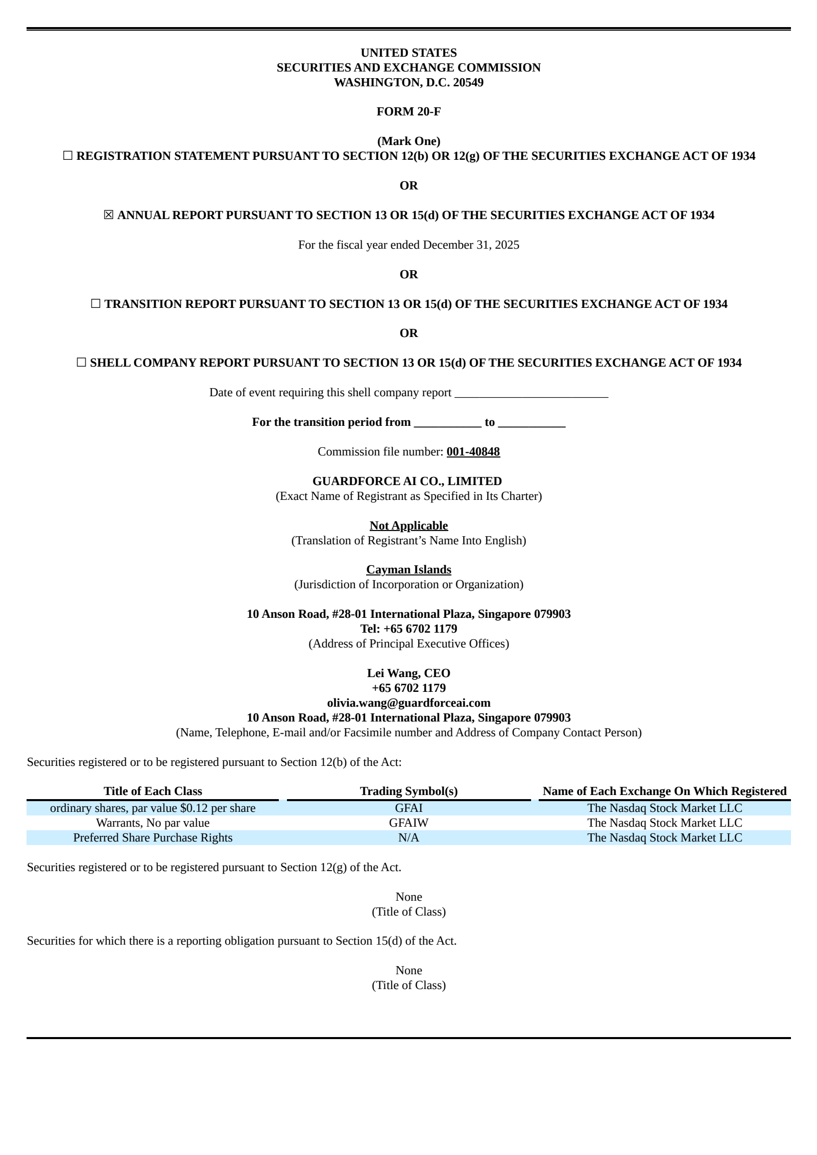 Guardforce AI's Q4 2025 Annual report