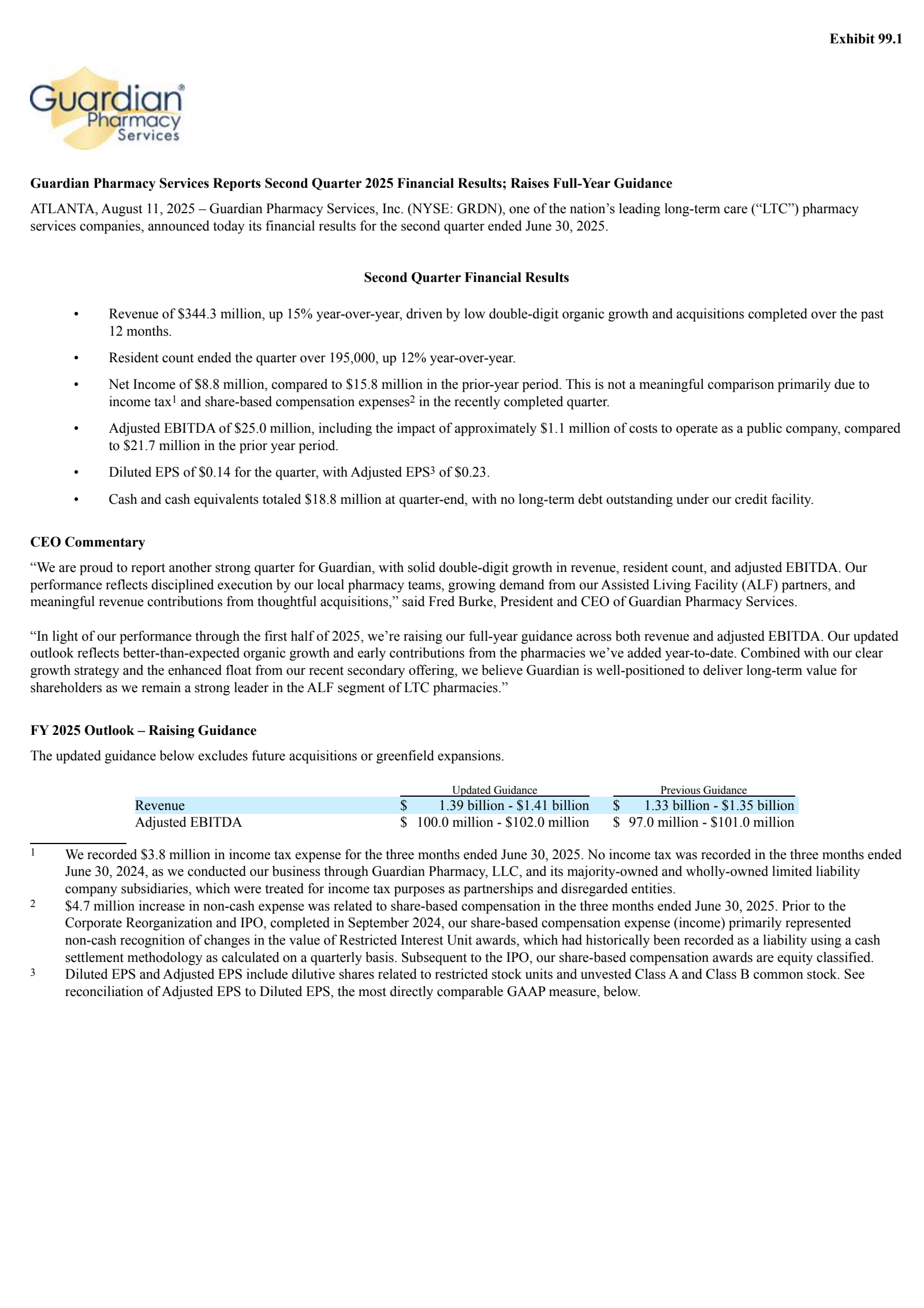 Guardian Pharmacy Services' Q2 2025 Press Release