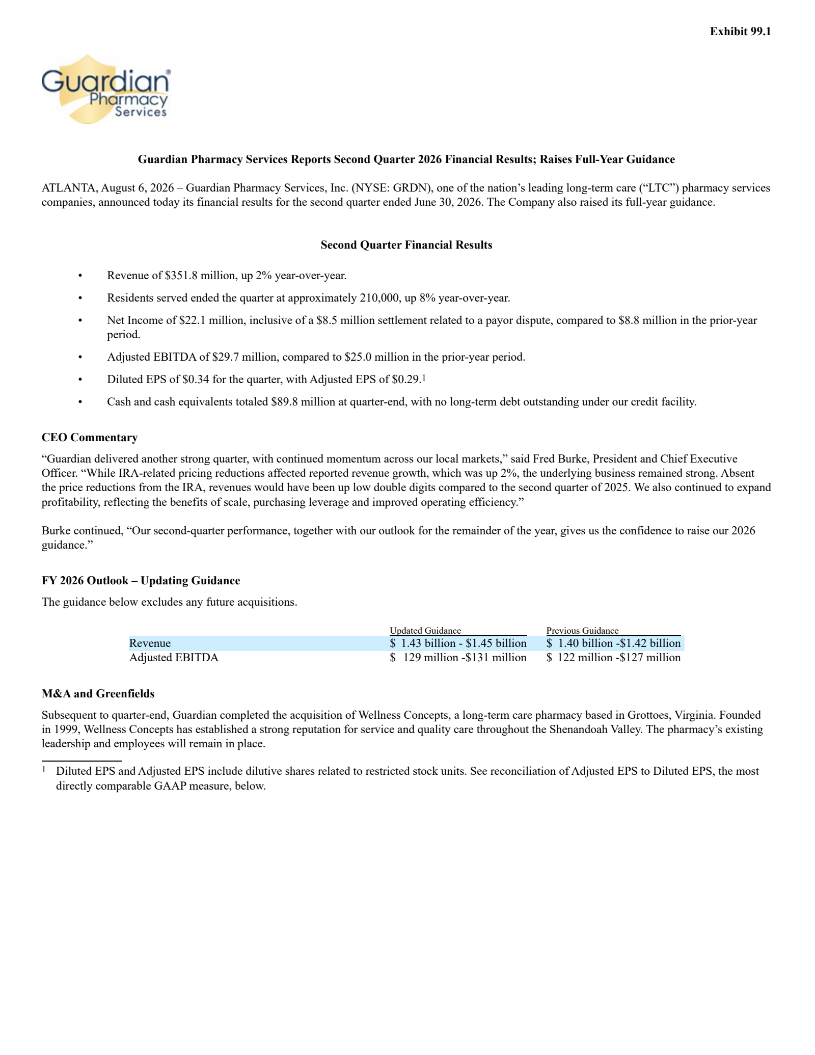 Guardian Pharmacy Services' Q2 2026 Press Release
