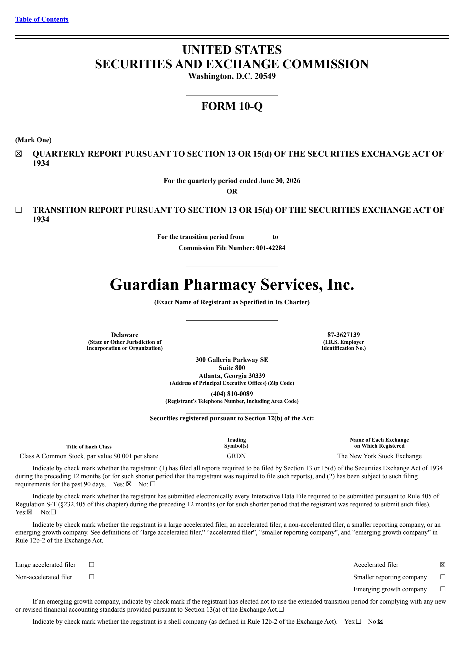 Guardian Pharmacy Services' Q2 2026 Quarterly report