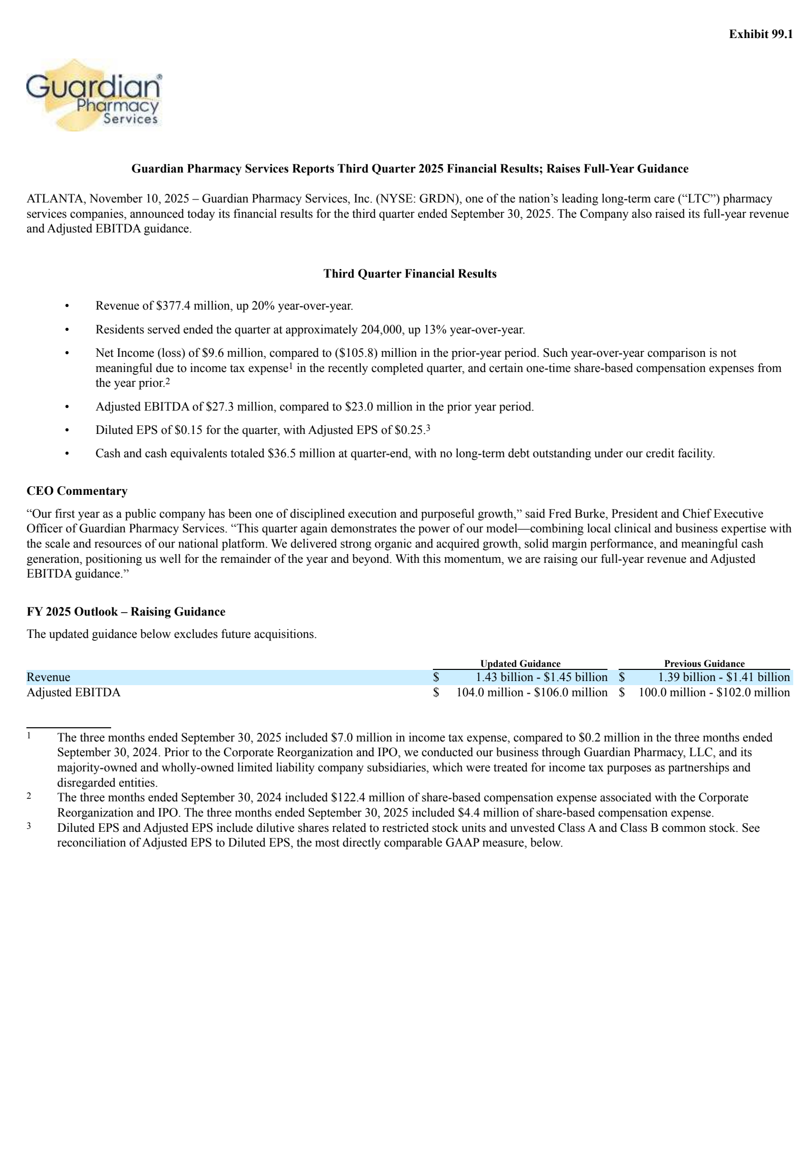 Guardian Pharmacy Services' Q3 2025 Earnings Release