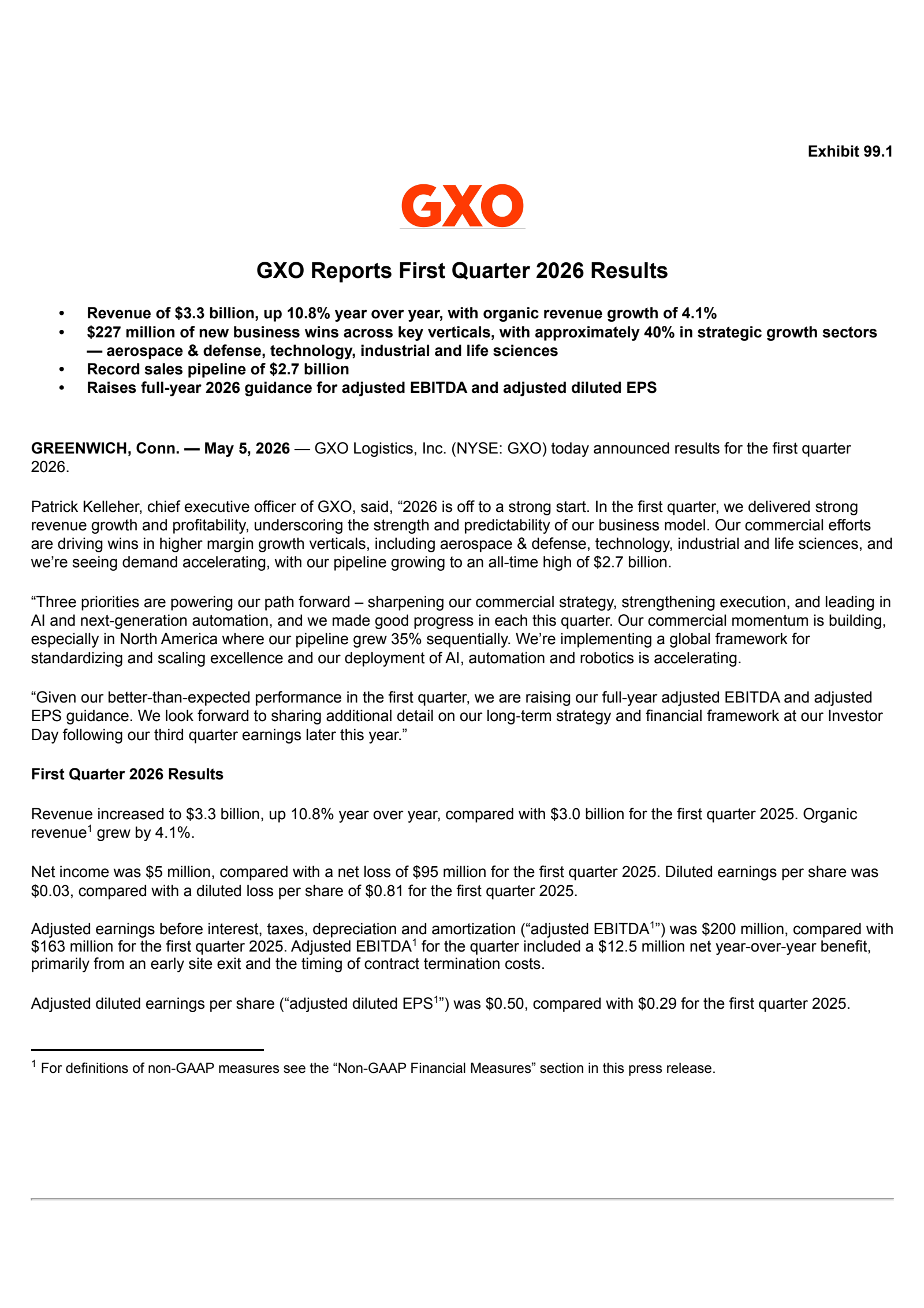 GXO Logistics' Q1 2026 Press Release