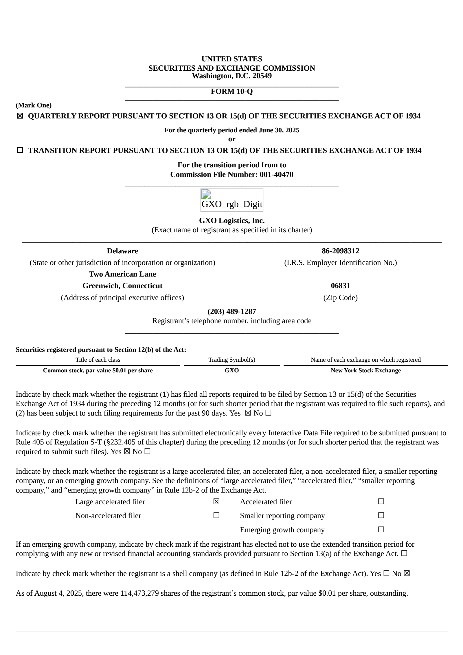 GXO Logistics' Q2 2025 Quarterly report