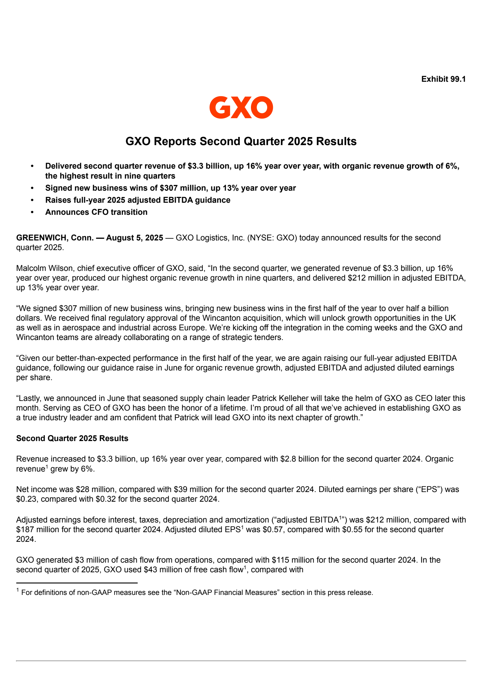 GXO Logistics' Q2 2025 Press Release
