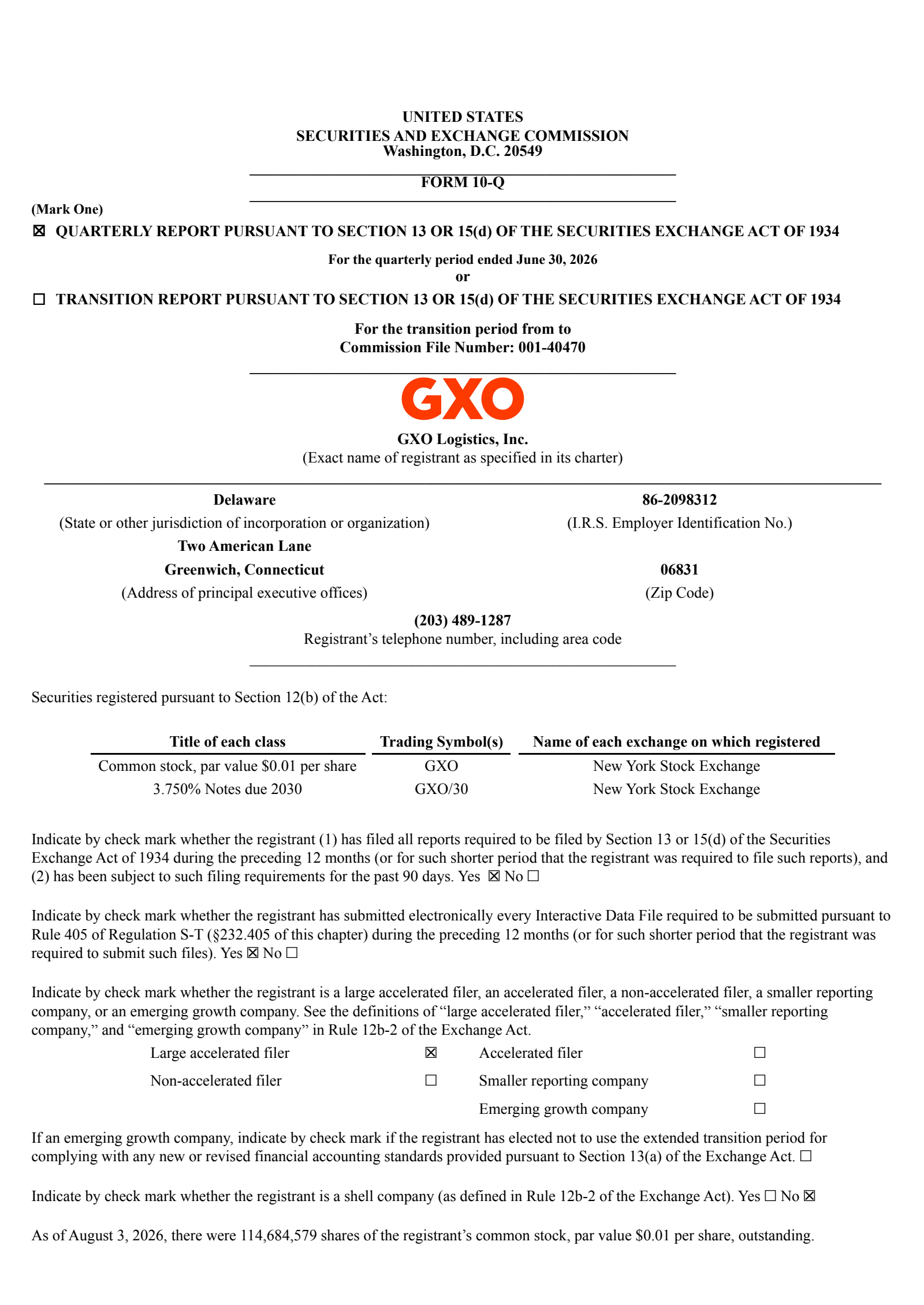 GXO Logistics' Q2 2026 Quarterly report