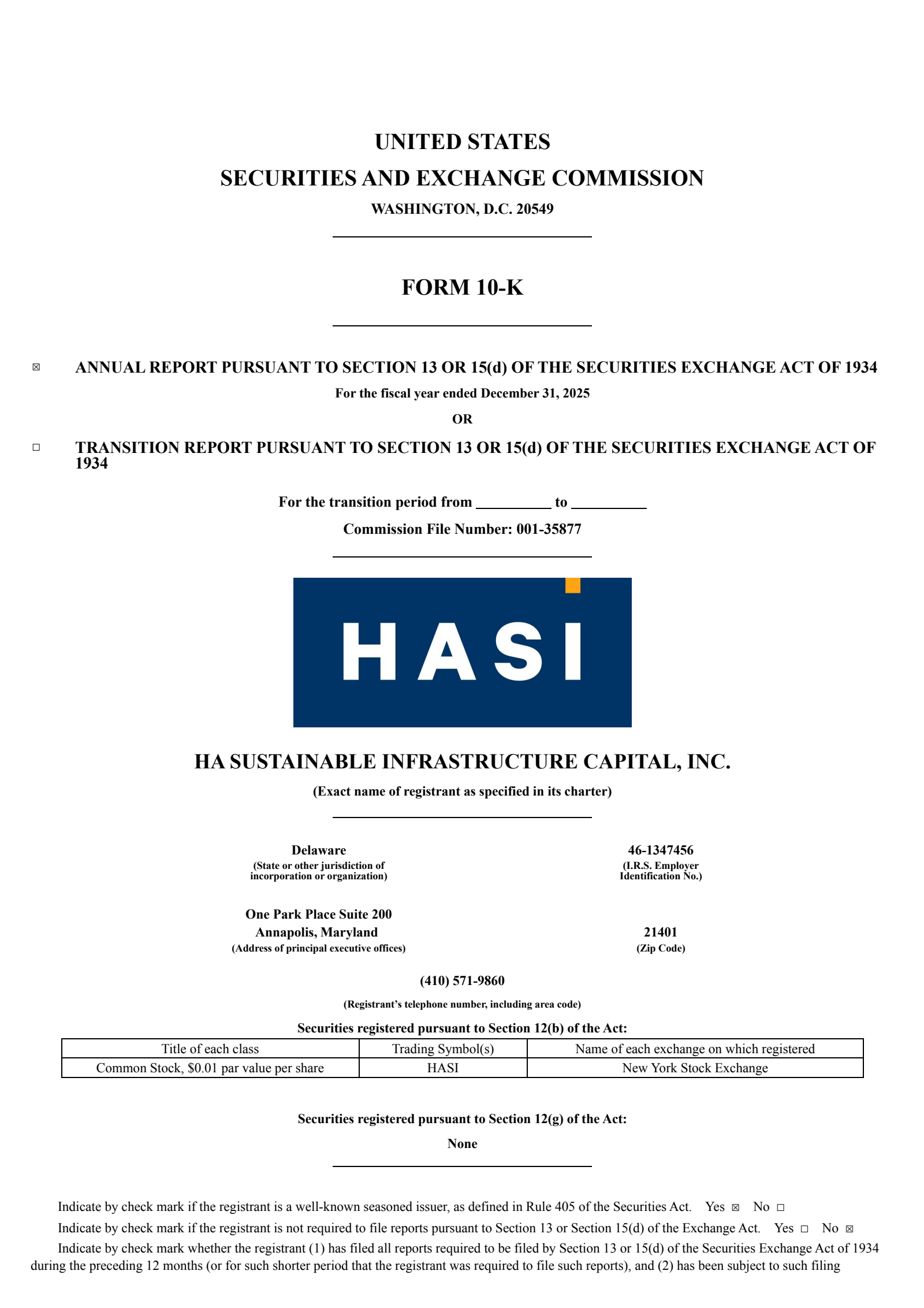 HA Sustainable Infrastructure Capital's Q4 2025 Annual report