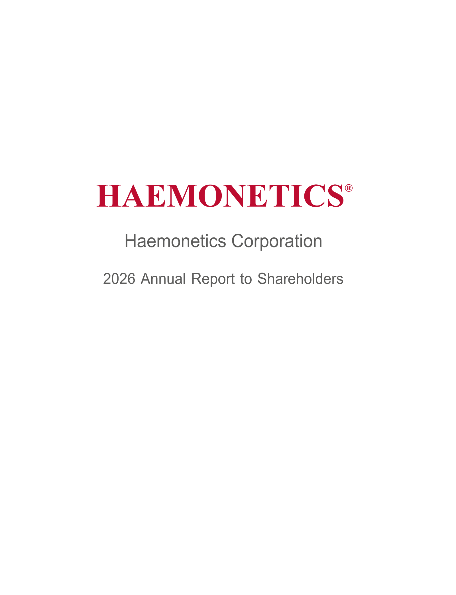Haemonetics' Q4 2026 Annual report