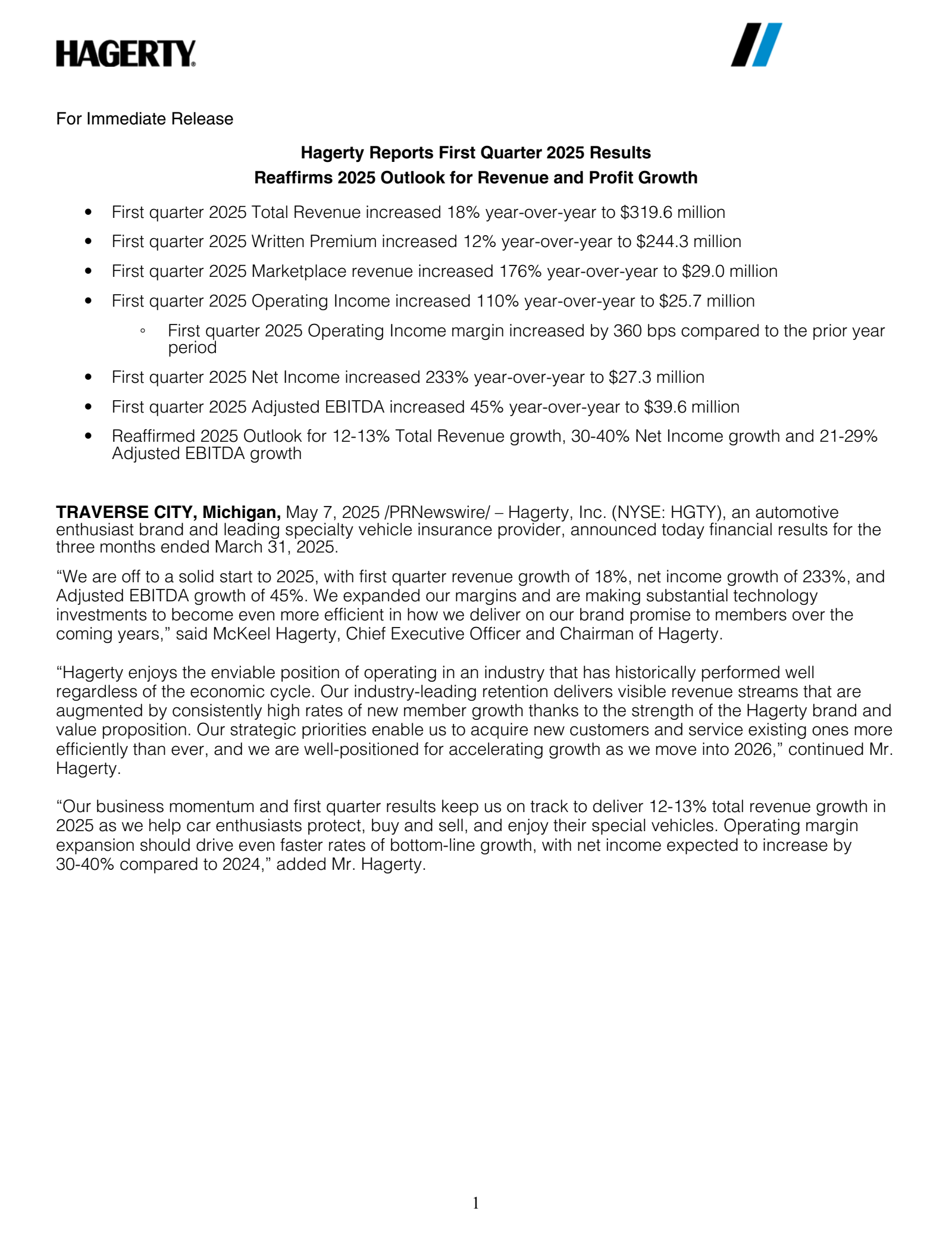 Hagerty's Q1 2025 Earnings Release