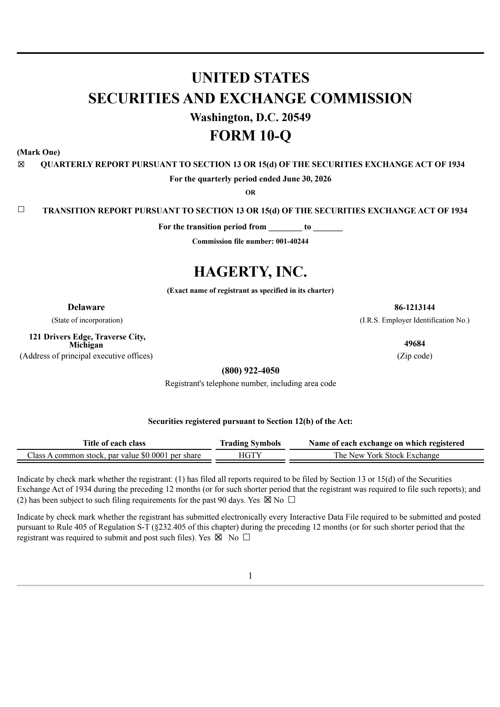 Hagerty's Q2 2026 Quarterly report