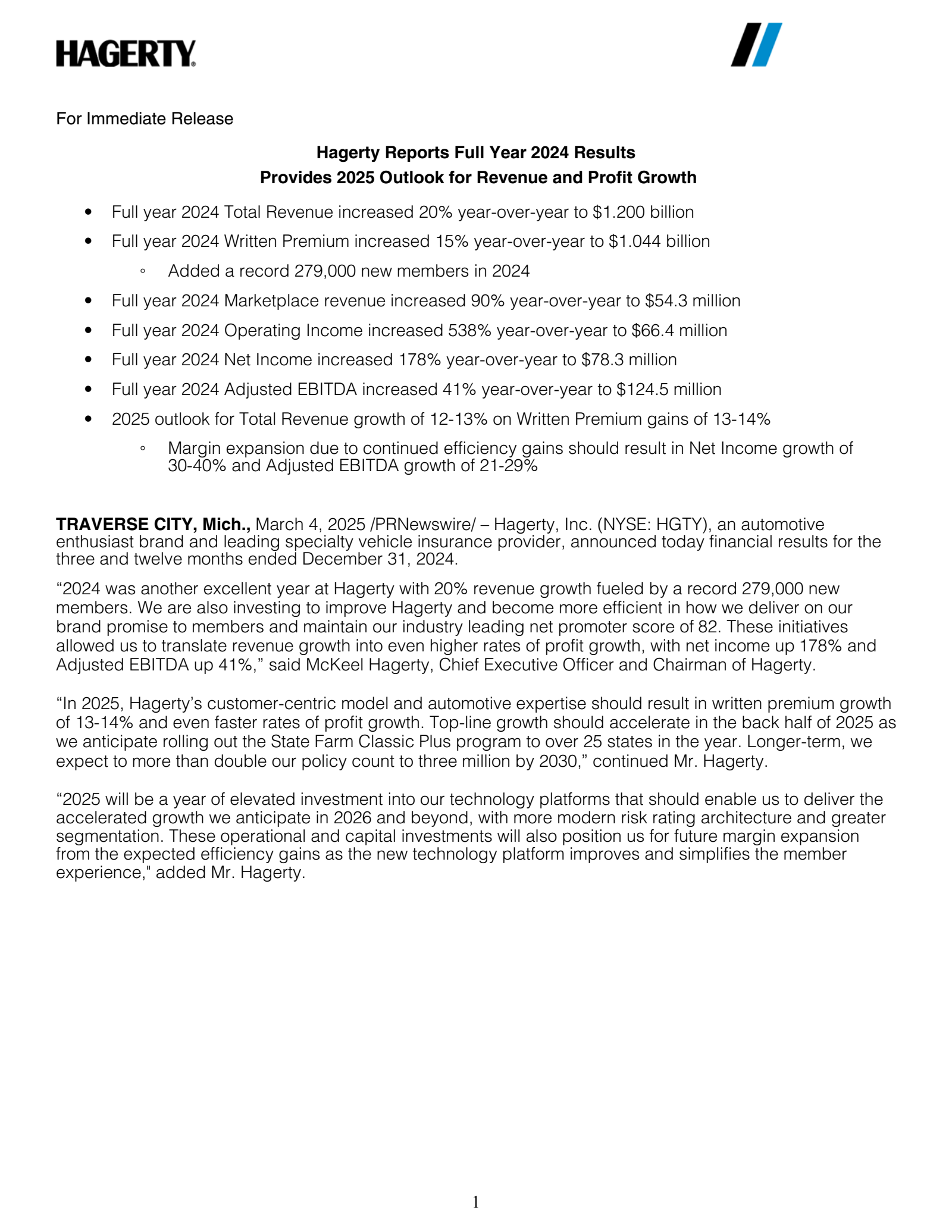 Hagerty's Q4 2024 Earnings Release